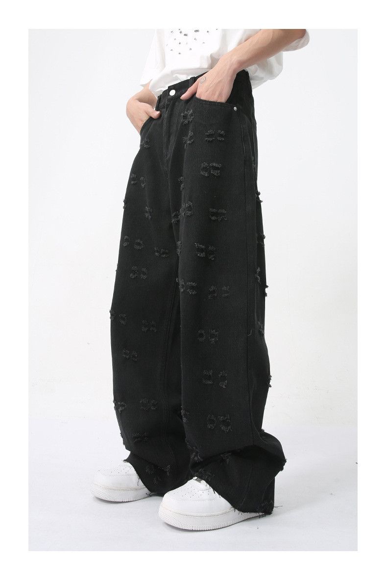 Japanese Brand Men's American-style ripped jacquard vintage jeans Size US 32 / EU 48 - 4 Thumbnail
