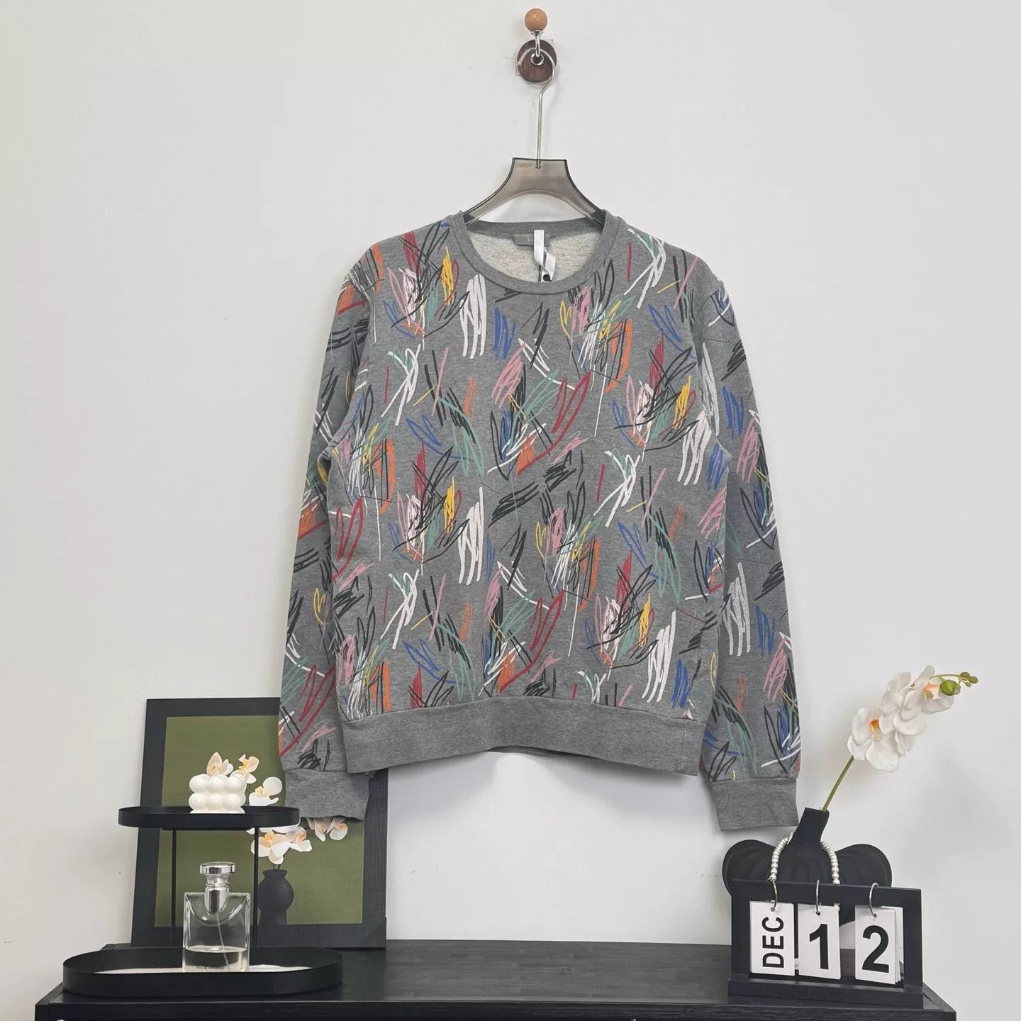 Dior Gray Graffiti Print Sweatshirt