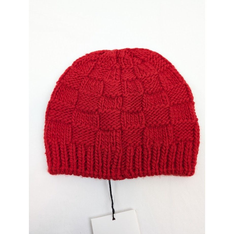 Bottega Veneta o1rshd1 Size: M / HandKnit Wool Square Beanie/Hat in Red Size ONE SIZE - 2 Thumbnail