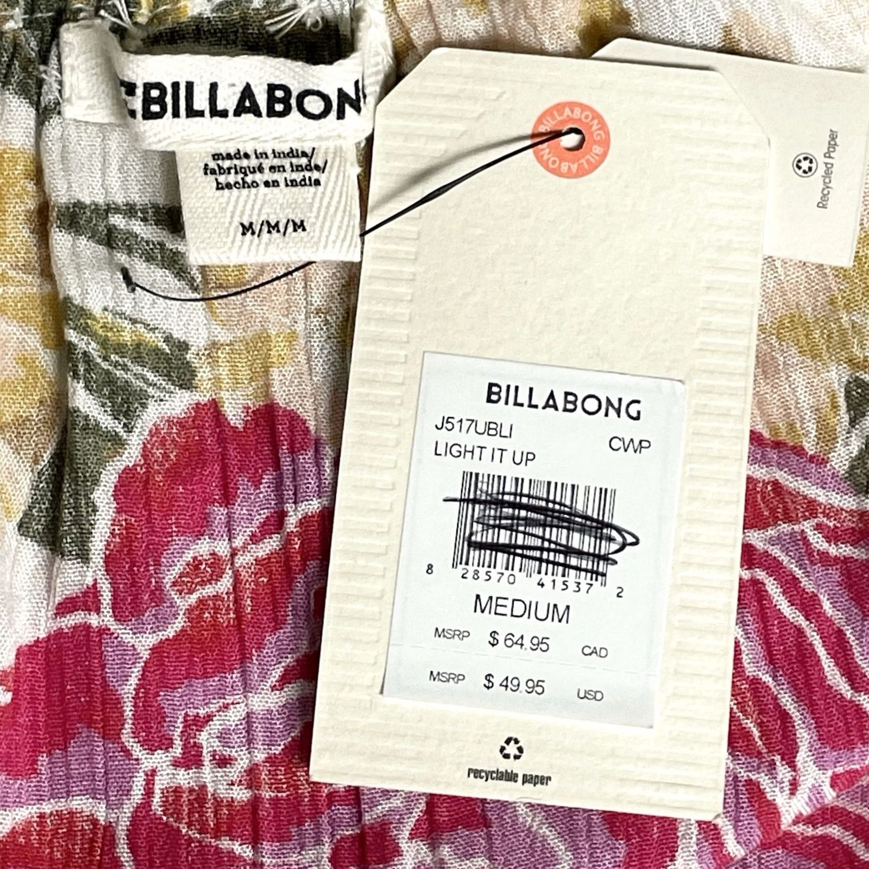 Billabong Billabong Women Off The Shoulder Blouse Floral Light It Up M Multicolor Cropped Boho Beach Shirt Womens Size M / US 6-8 / IT 42-44 - 2 Thumbnail