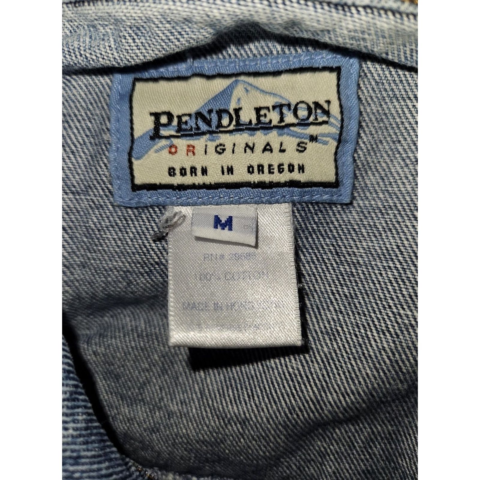 Pendleton VINTAGE Pendleton Jeans? No—Denim Jacket Mens Medium Blue Trucker Biker Button Front Pendleton Originals 90s Casual Workwear Size US M / EU 48-50 / 2 - 2 Thumbnail