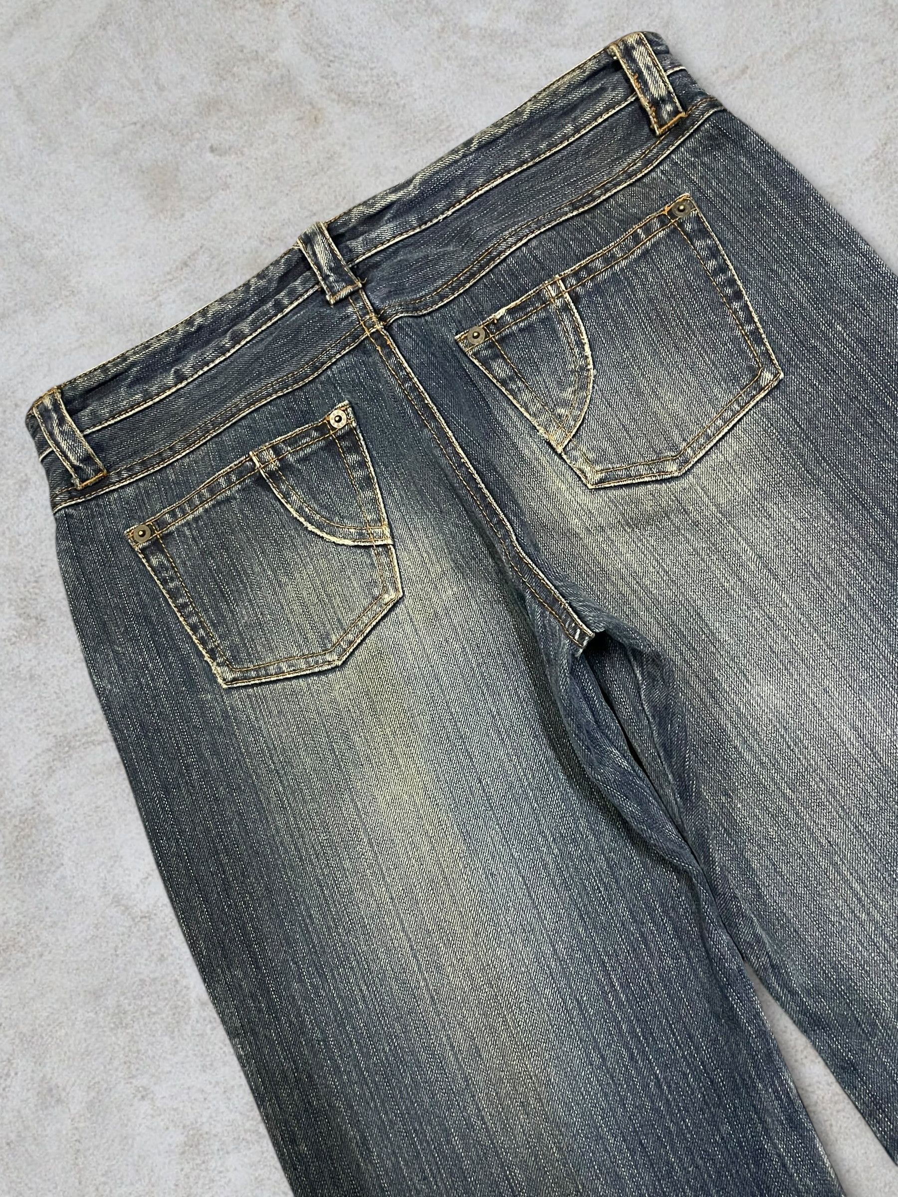 Japanese Brand Vintage Japanese Skull Gothic Loose Straight Frayed Jeans Size 31" - 4 Thumbnail