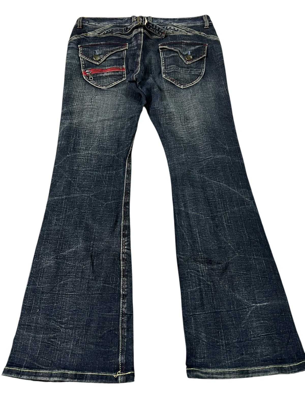 Japanese Brand 💥BCBG SKULL BACKLE BACK FLARE JEAN🔥 Size US 35 - 2 Thumbnail