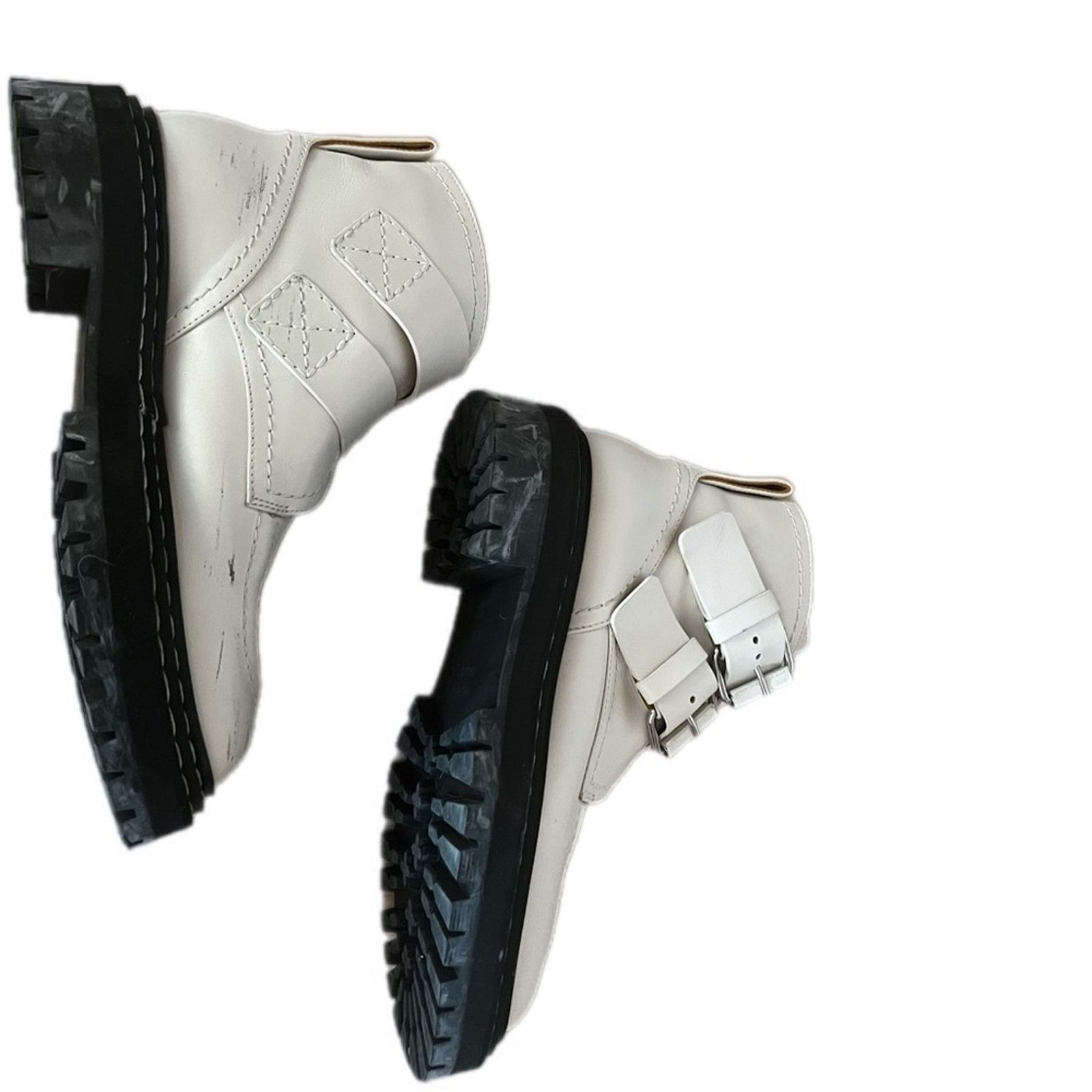 Proenza Schouler Proenza Schouler White Leather Ankle Combat Boots 37.5 $900 Size US 7 / IT 37 - 5 Thumbnail