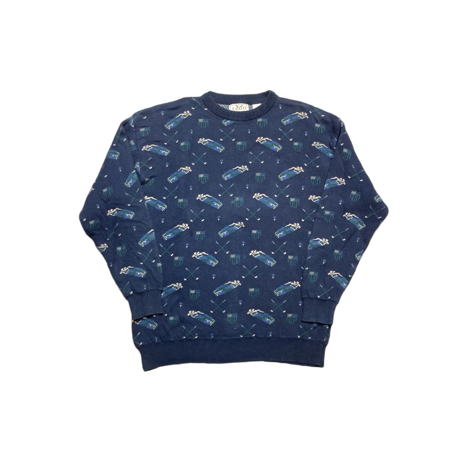 Izod VINTAGE IZOD Crewneck Sweater Mens Sweatshirt Golf Heavy Distressed BLUE Large Knit Cotton Pullover Crew Neck Golf IZOD Size US L / EU 52-54 / 3 - 1 Thumbnail