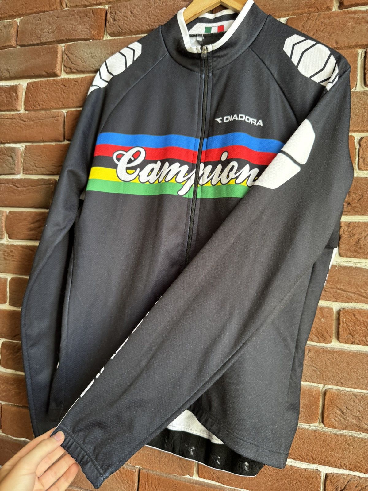 Vintage Vintage Diadora Campione Black Cycling Jersey Longsleeve Size US L / EU 52-54 / 3 - 5 Thumbnail