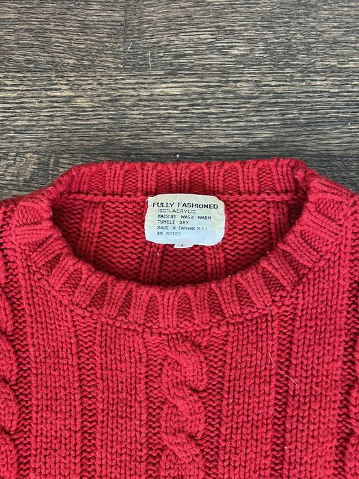 Vintage 1960s/70s Fully Fashioned Red Cable Knit Sweater | Grailed