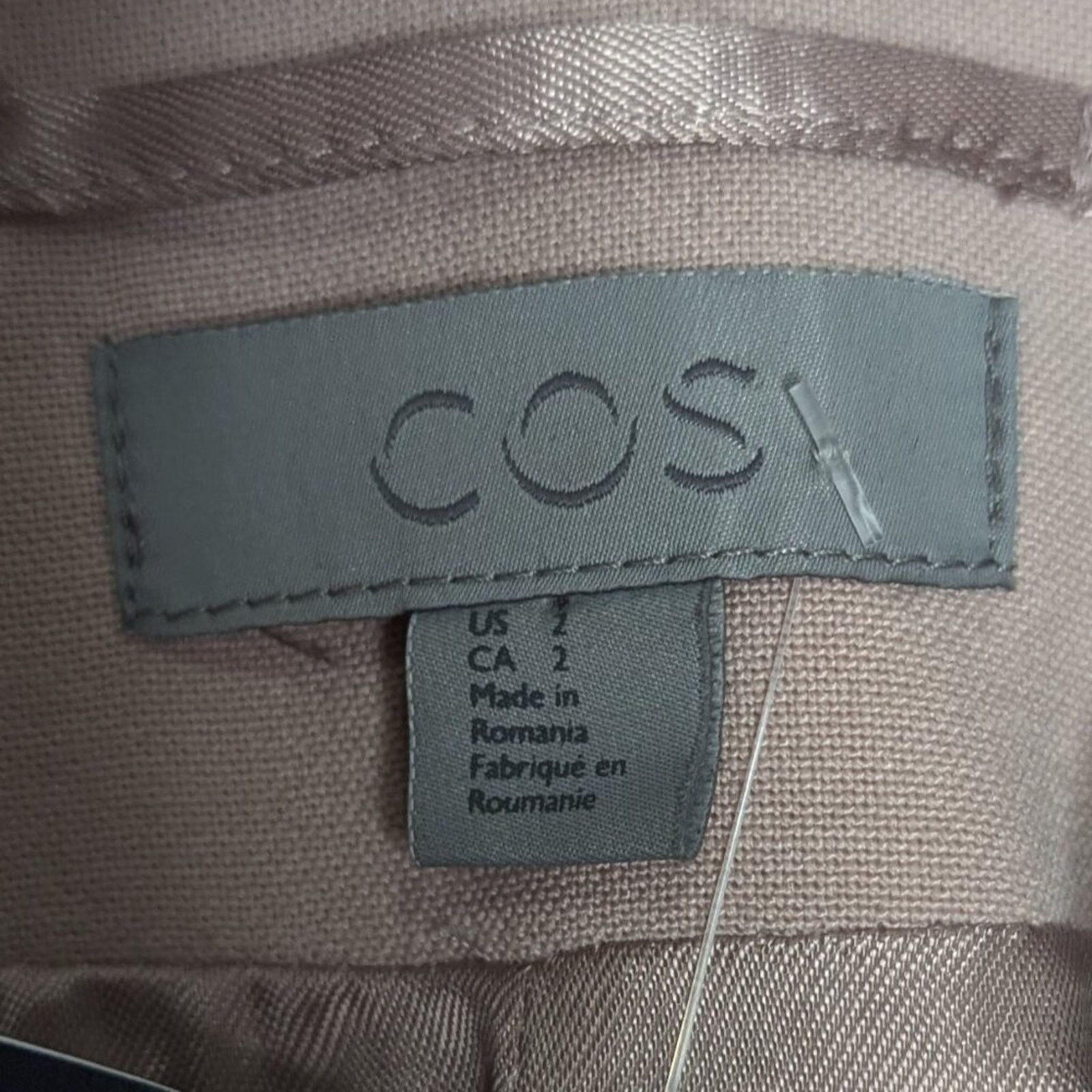 Cos COS Pale Pink Long Sleeve Coat Zip Pockets Detachable Collar Size XS / US 0-2 / IT 36-38 - 3 Thumbnail