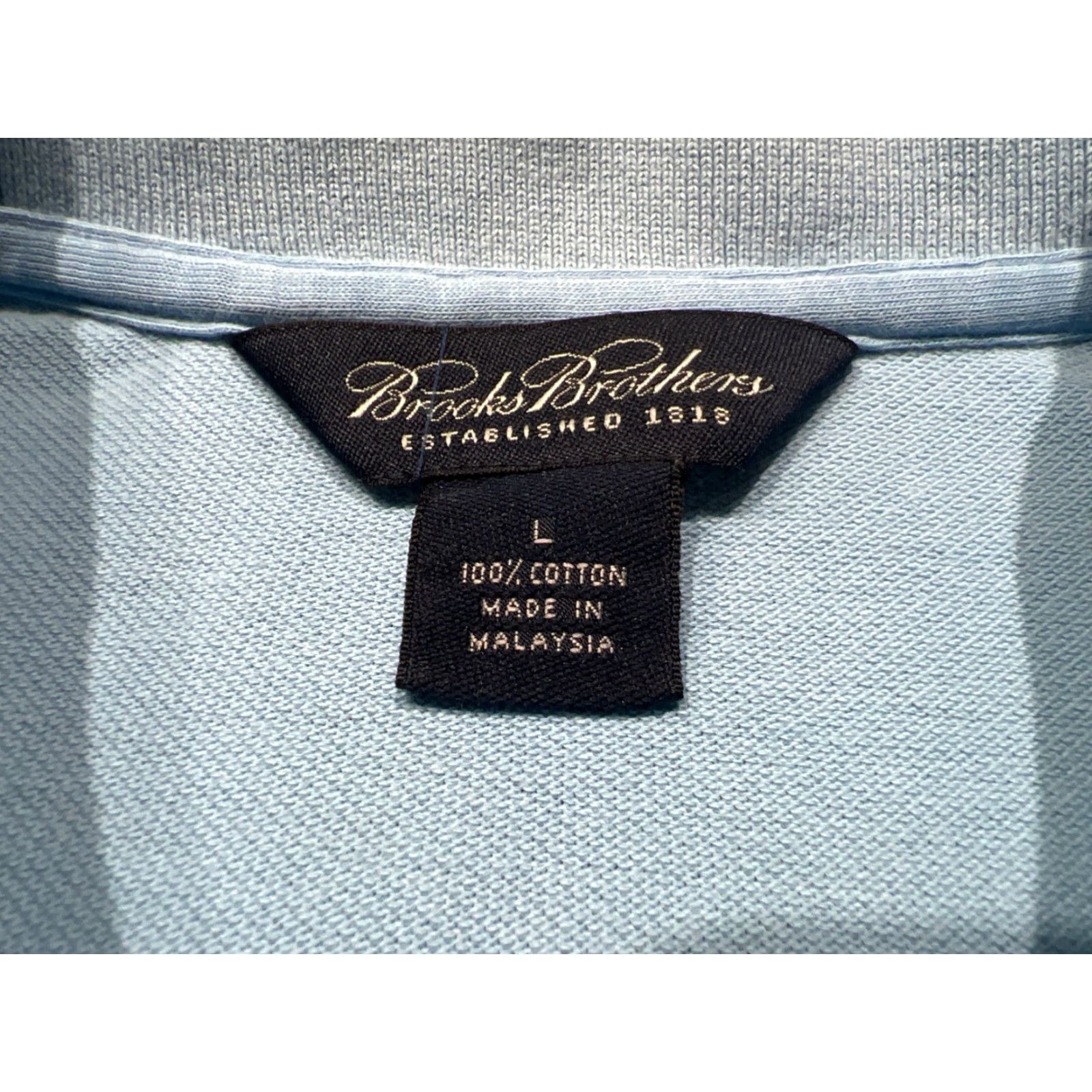 Brooks Brothers BROOKS BROTHERS 1818 POLO Shirt S/S Light Blue Large Striped Men Original Fit 1818 Blue Polo Mens Size US L / EU 52-54 / 3 - 3 Thumbnail