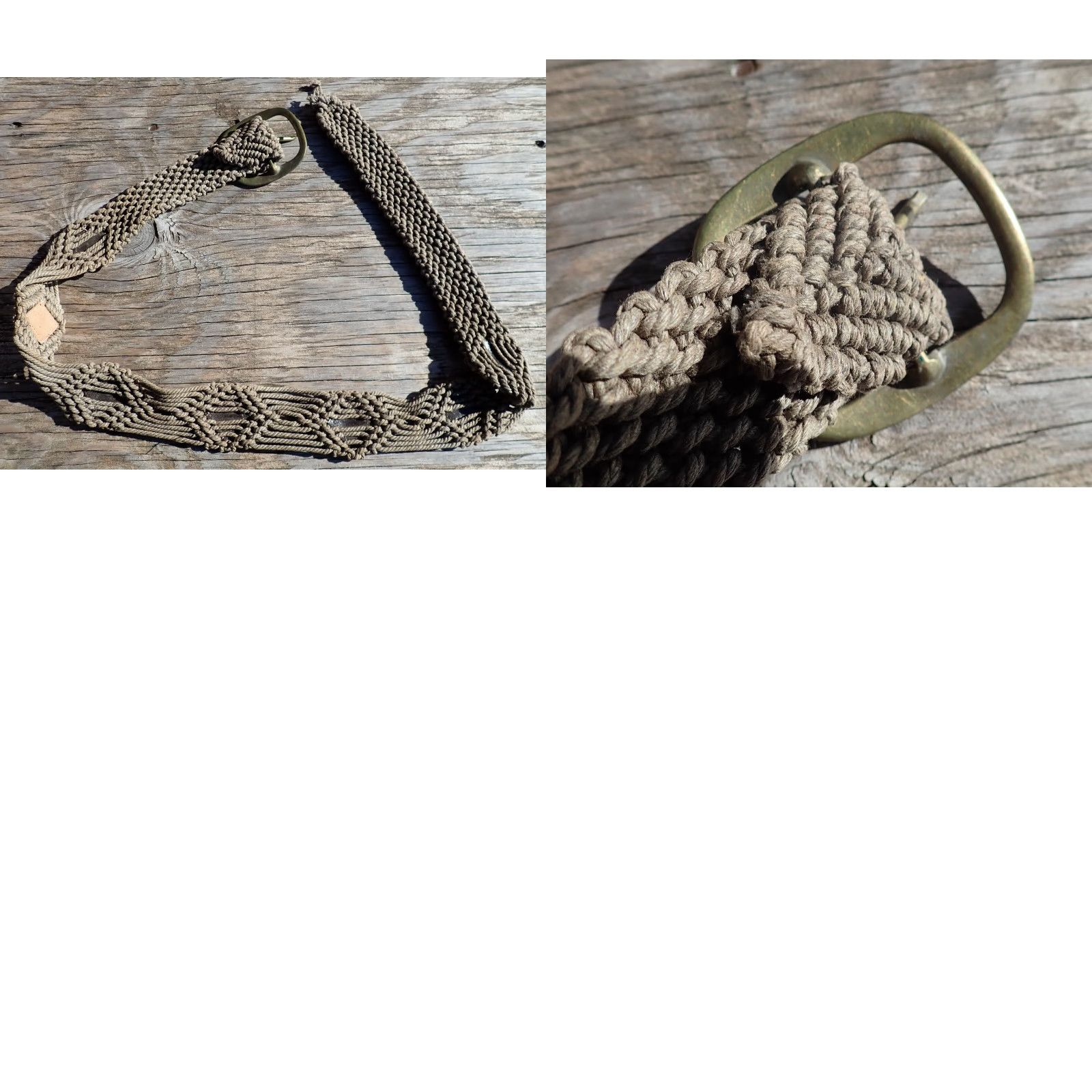 Roper Vintage Women's 1970s Boho Hippie Macrame Leather-Style Belt Brown Adjustable 26-34 Inches Size ONE SIZE - 8 Thumbnail