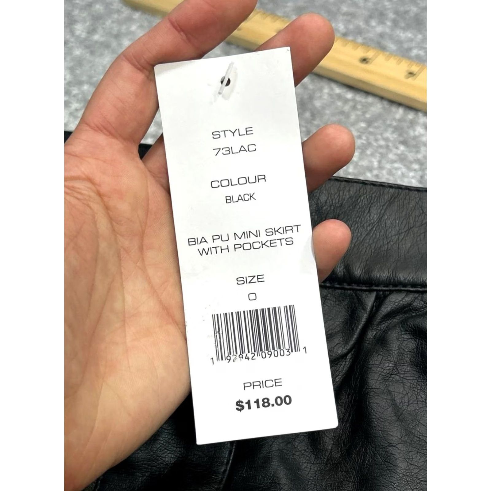 French Connection French Connection Bia Pu Mini Skirt Womens 0 Black Faux Leather Pockets Party Size 25" / US 0 / IT 36 - 6 Thumbnail