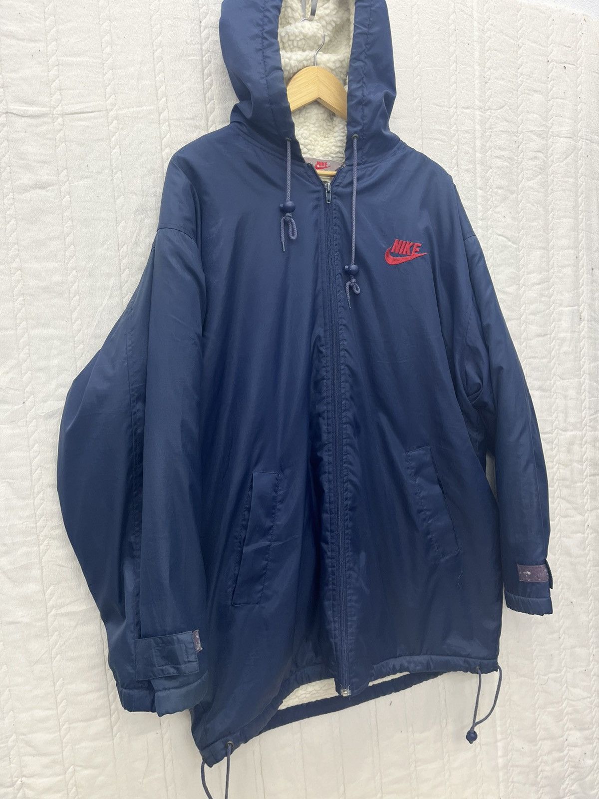 Japanese Brand × Nike × Vintage ARCHIVES🔥NIKE SWOOSH BACK HIT SHEARLING JACKET HOODED Size US L / EU 52-54 / 3 - 4 Thumbnail