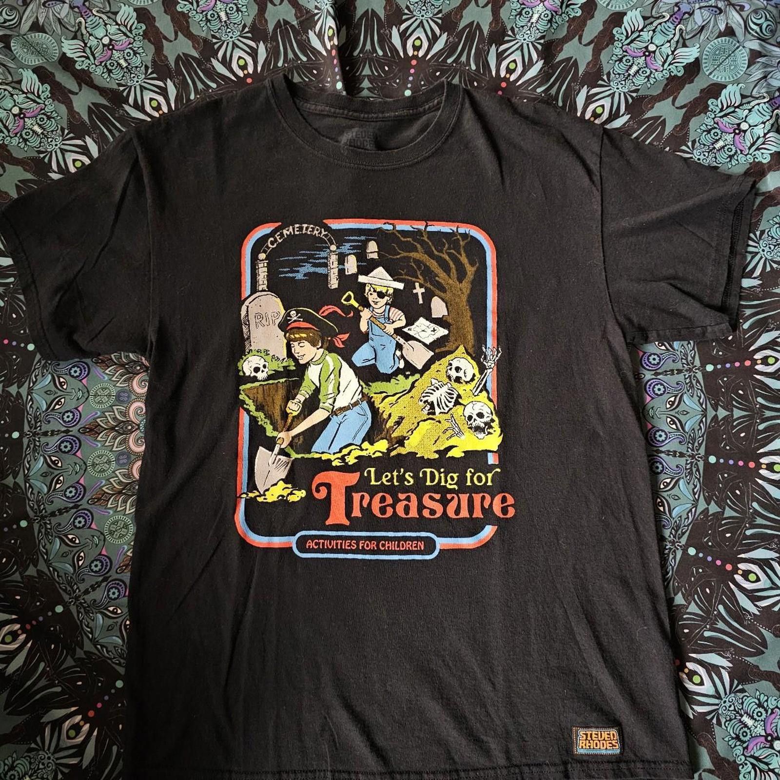 Designer Let's Dig For Treasure Black Graphic T-shirt Size US L / EU 52-54 / 3 - 1 Thumbnail