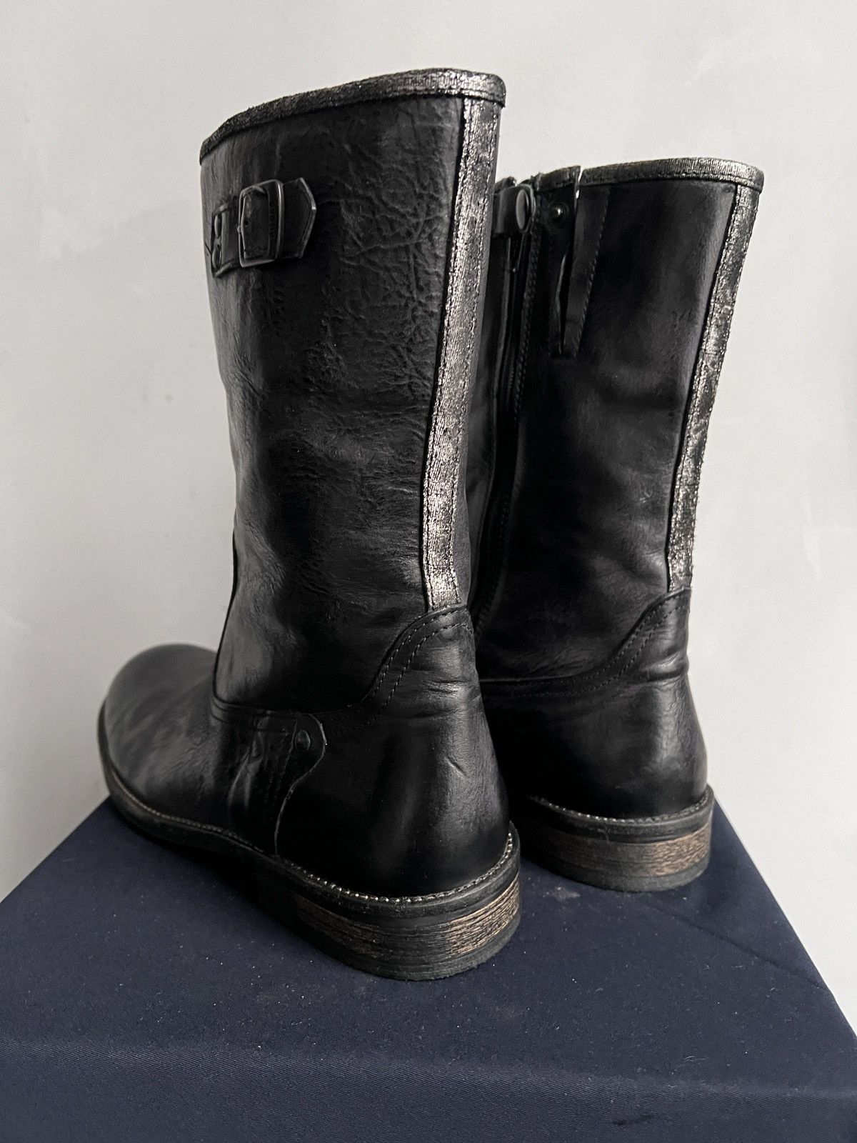 Hedi Slimane Black Buckled Leather Boots Heavy Punk guidi style artisan Size US 8.5 / EU 41-42 - 5 Thumbnail