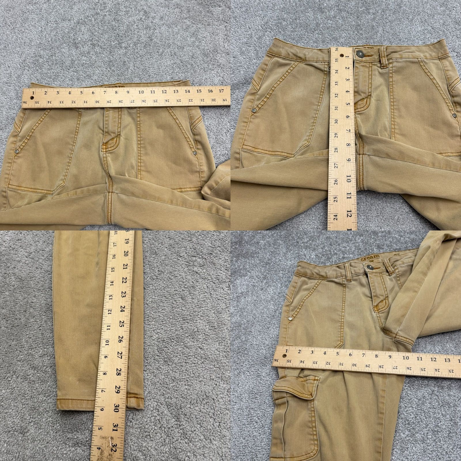 Vintage Cream Jeans Womens Skinny Cargo Denim 27 Tan Brown High Rise Stretch Pocket City Streetwear Vintage No Size 27" / US 4 / IT 40 - 10 Thumbnail