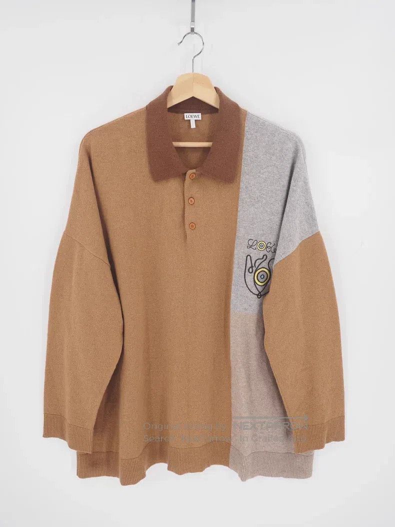 Loewe Loewe Grey and brown mixed color cashmere knit long sleeve Size US M / EU 48-50 / 2 - 2 Thumbnail