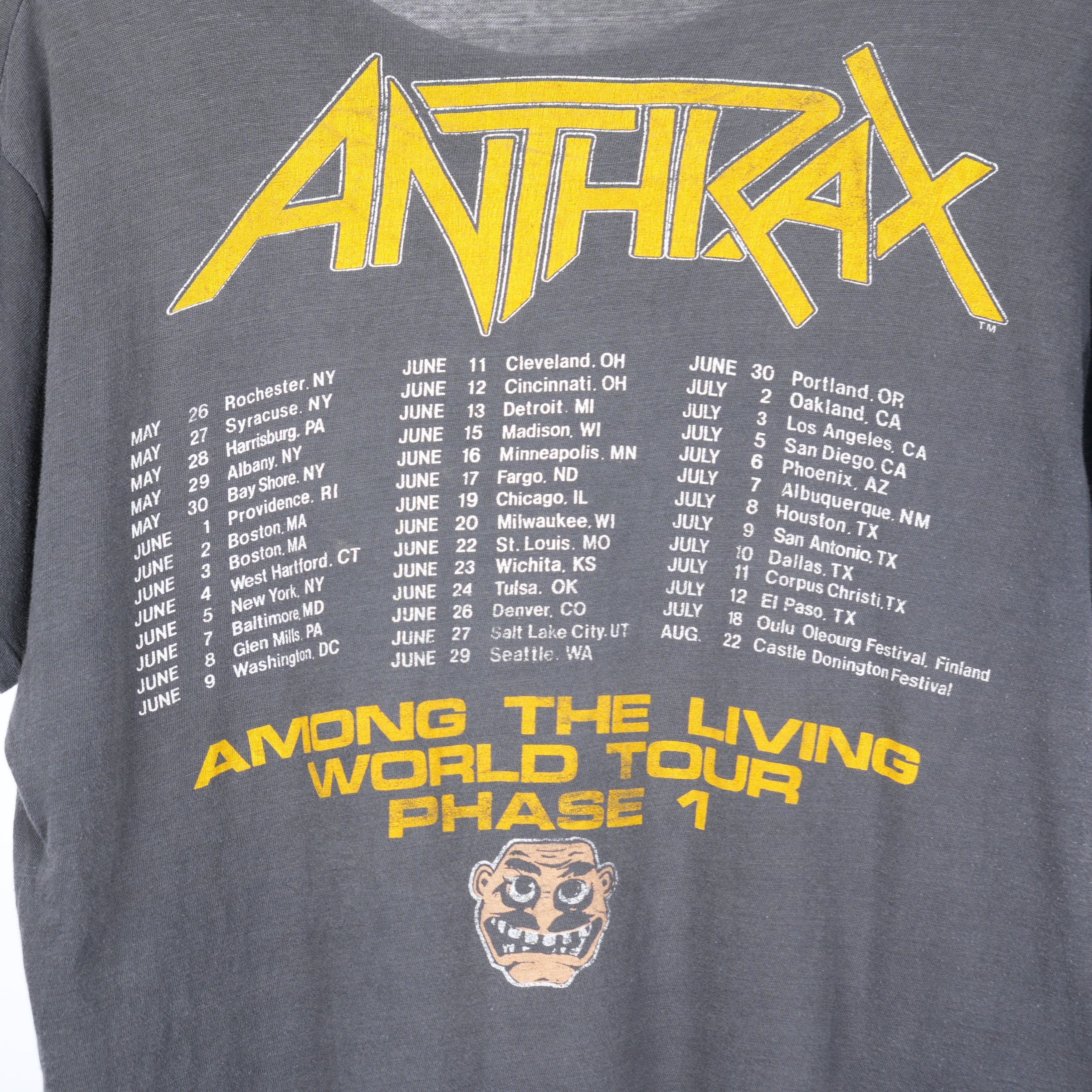 Vintage ANTHRAX AMONG THE LIVING WORLD TOUR TEE Size US M / EU 48-50 / 2 - 4 Thumbnail