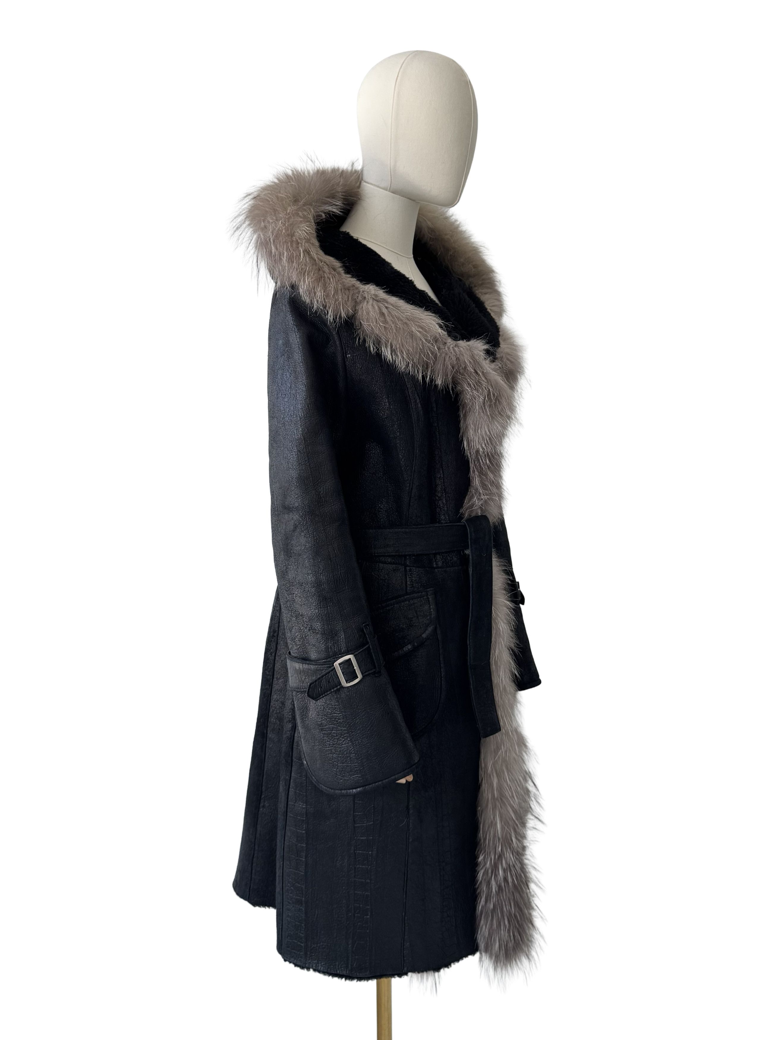 Vintage Vintage Real Sheepskin Hooded Coat With Real Fur Details Size S / US 4 / IT 40 - 1 Thumbnail