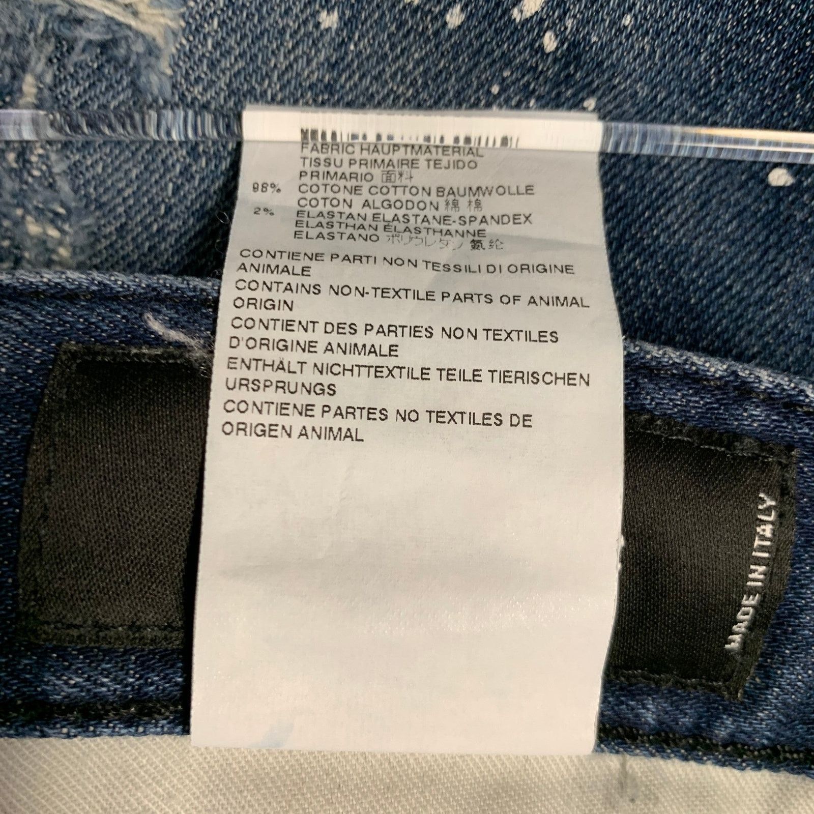 Dsquared2 Size 28 Blue White Paint Splatter Slim Button Fly Jeans Size US 28 / EU 44 - 10 Thumbnail
