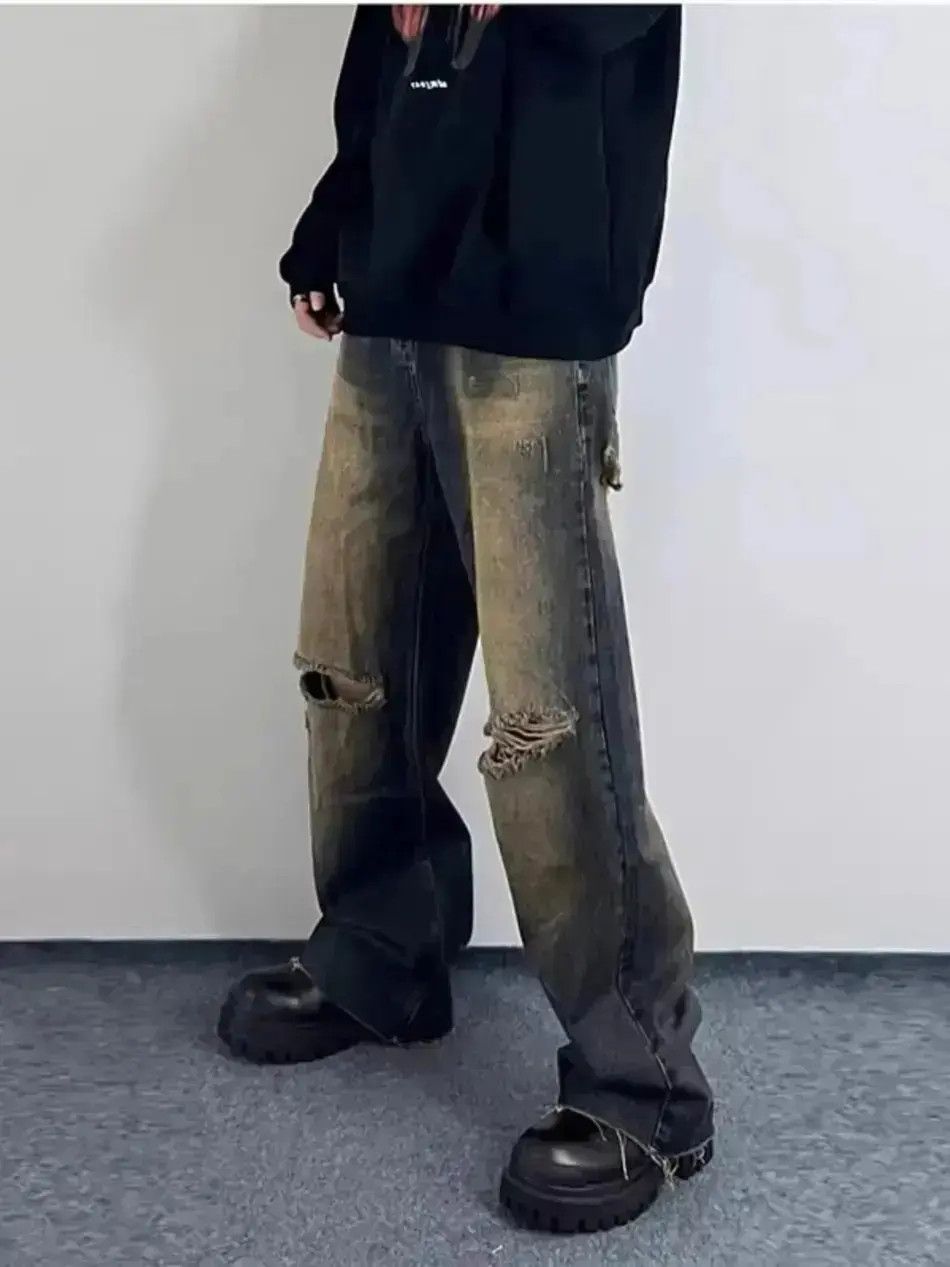 Japanese Brand Retro distressed wide leg jeans Size US 30 / EU 46 - 3 Thumbnail