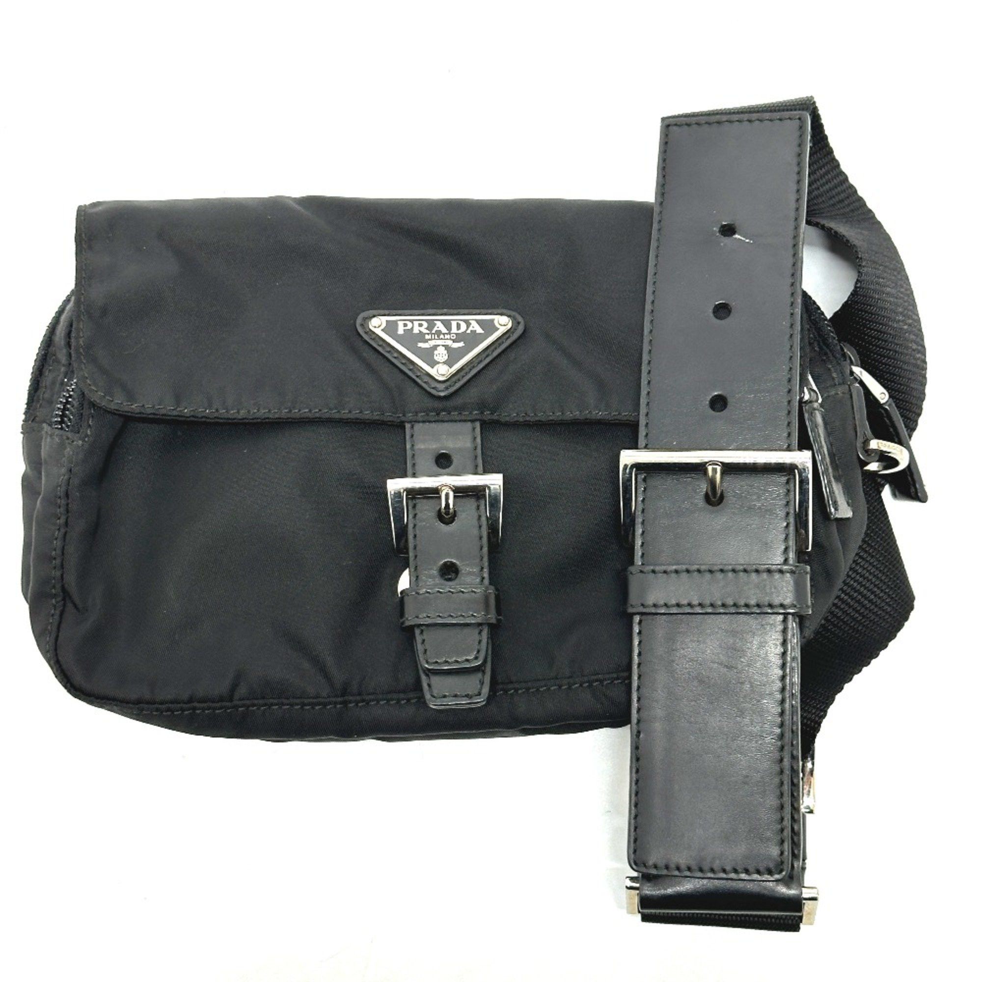 Prada PRADA Triangle logo Bag Waist Pouch Black Size ONE SIZE - 1 Thumbnail