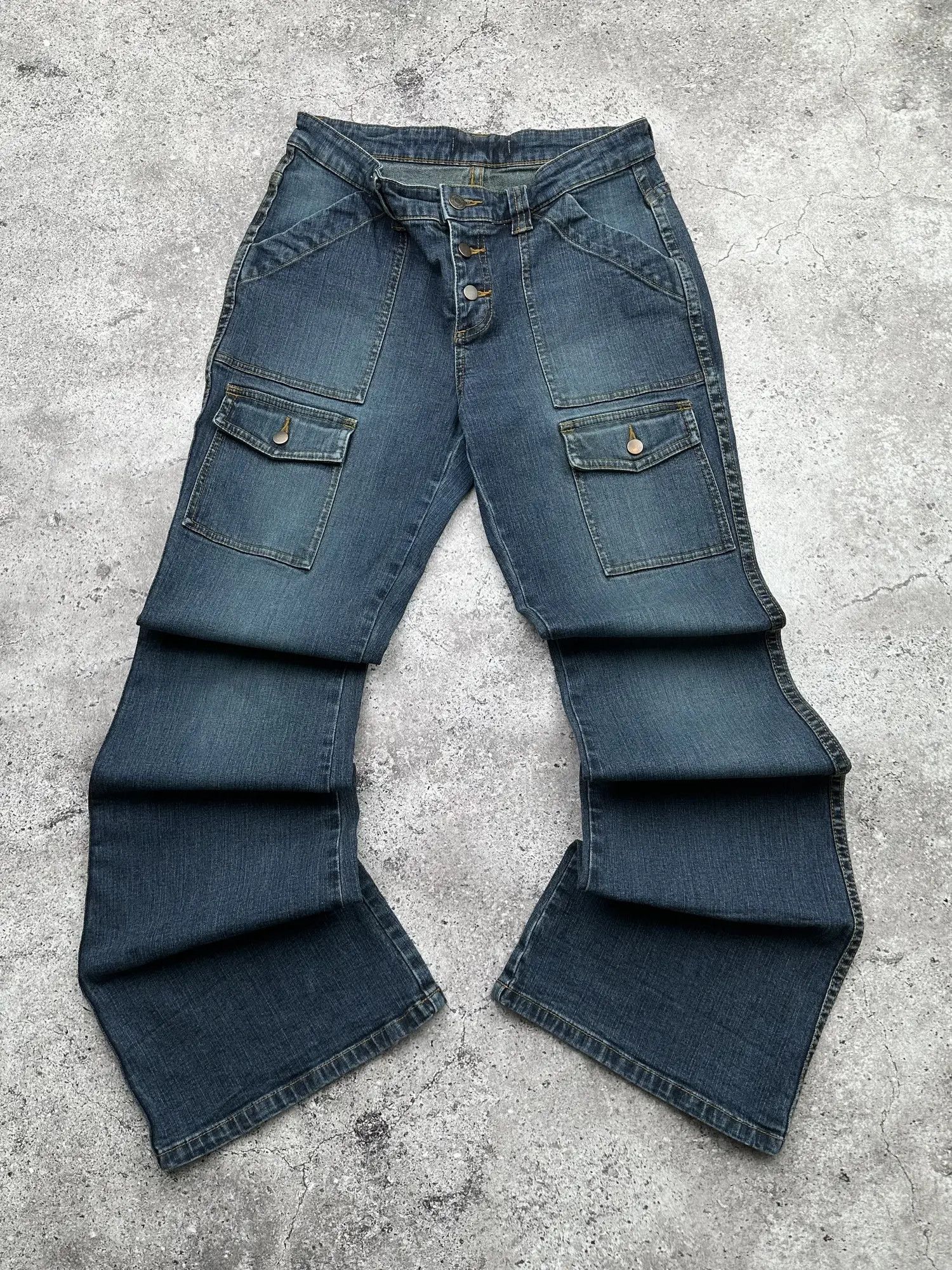 Japanese Brand Vintage Cargo Flare Jeans C258(V546) Size 27" / US 4 / IT 40 - 1 Thumbnail