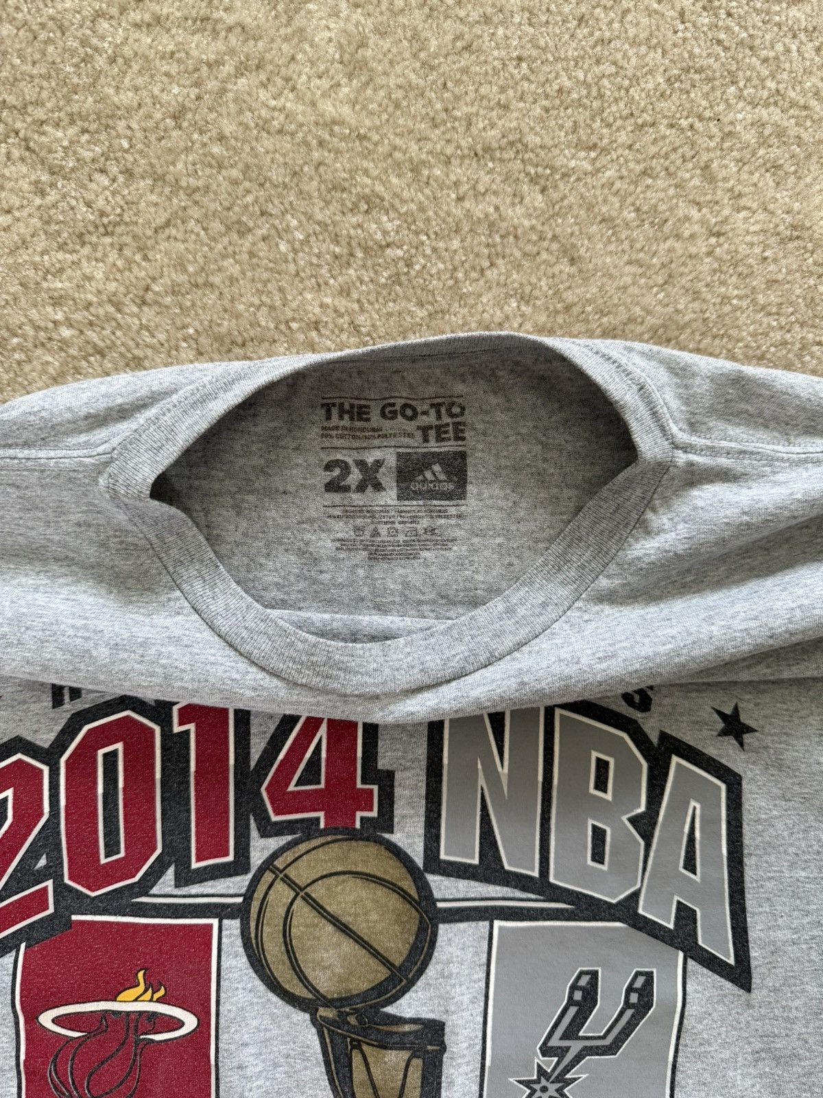 Adidas 2014 official NBA Finals tshirt Spurs Heat Lebron Wade Size US XXL / EU 58 / 5 - 3 Thumbnail
