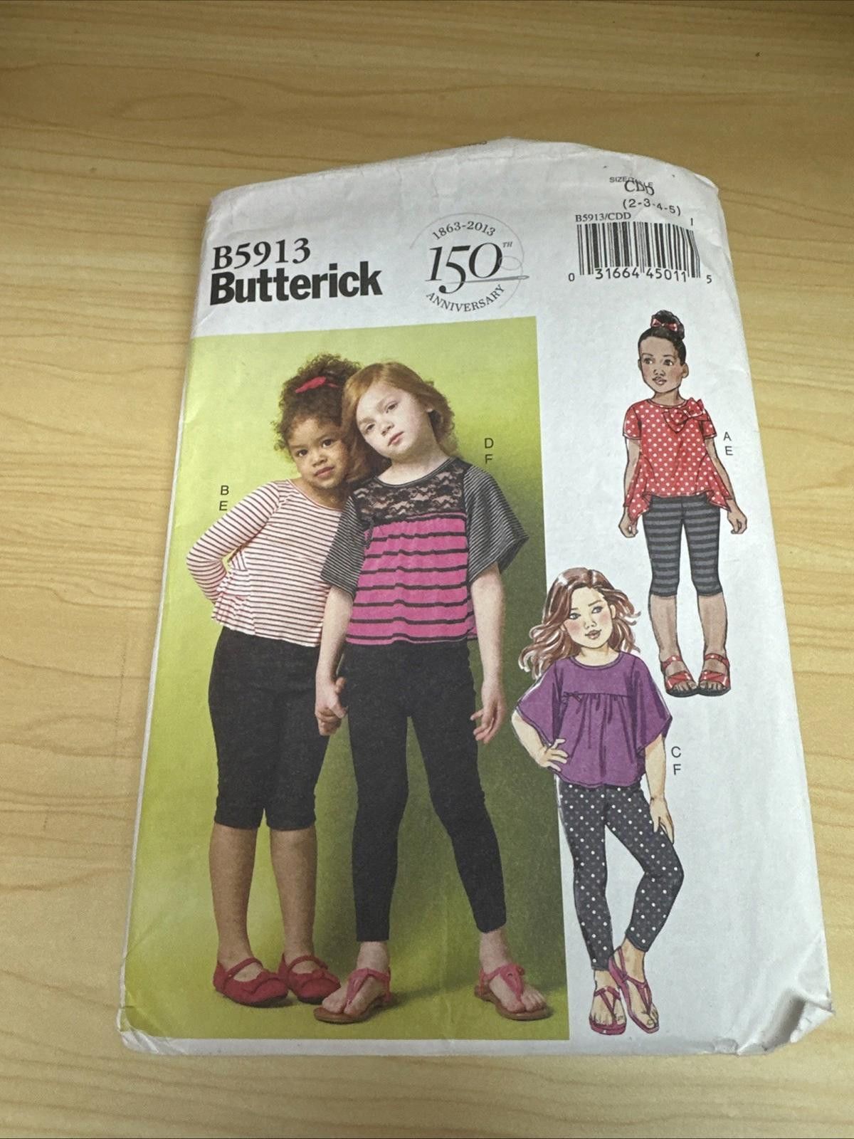 Other Butterick PATTERN CHILDREN'S/GIRLS LEGGINGS & TOP S 2,3,4,5 Size ONE SIZE - 1 Thumbnail