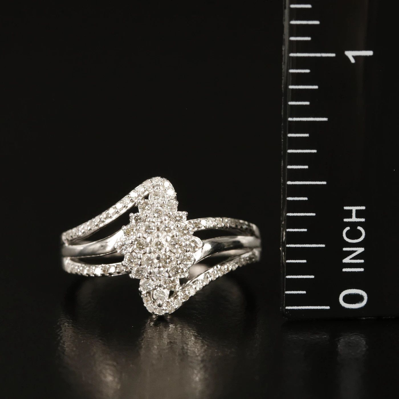 Other 10k Vintage .4 ctw Diamond Cluster Bypass Ring Size ONE SIZE - 2 Thumbnail