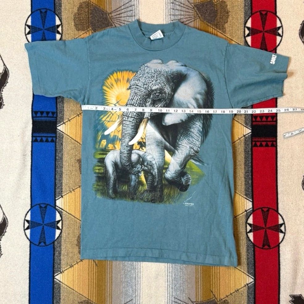 TEE JAYS VINTAGE 90s Elephant Big Graphic T-Shirt Tee jays Blue M Men Crew Neck Short Sleeve/Single Stitch? Size US M / EU 48-50 / 2 - 7 Thumbnail