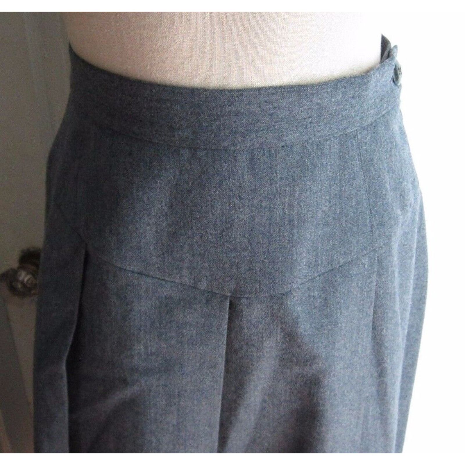 Other Vtg John Meyer Wool Box Side Pleated Midi Skirt Gray 1970s Size 30" / US 8 / IT 44 - 2 Thumbnail