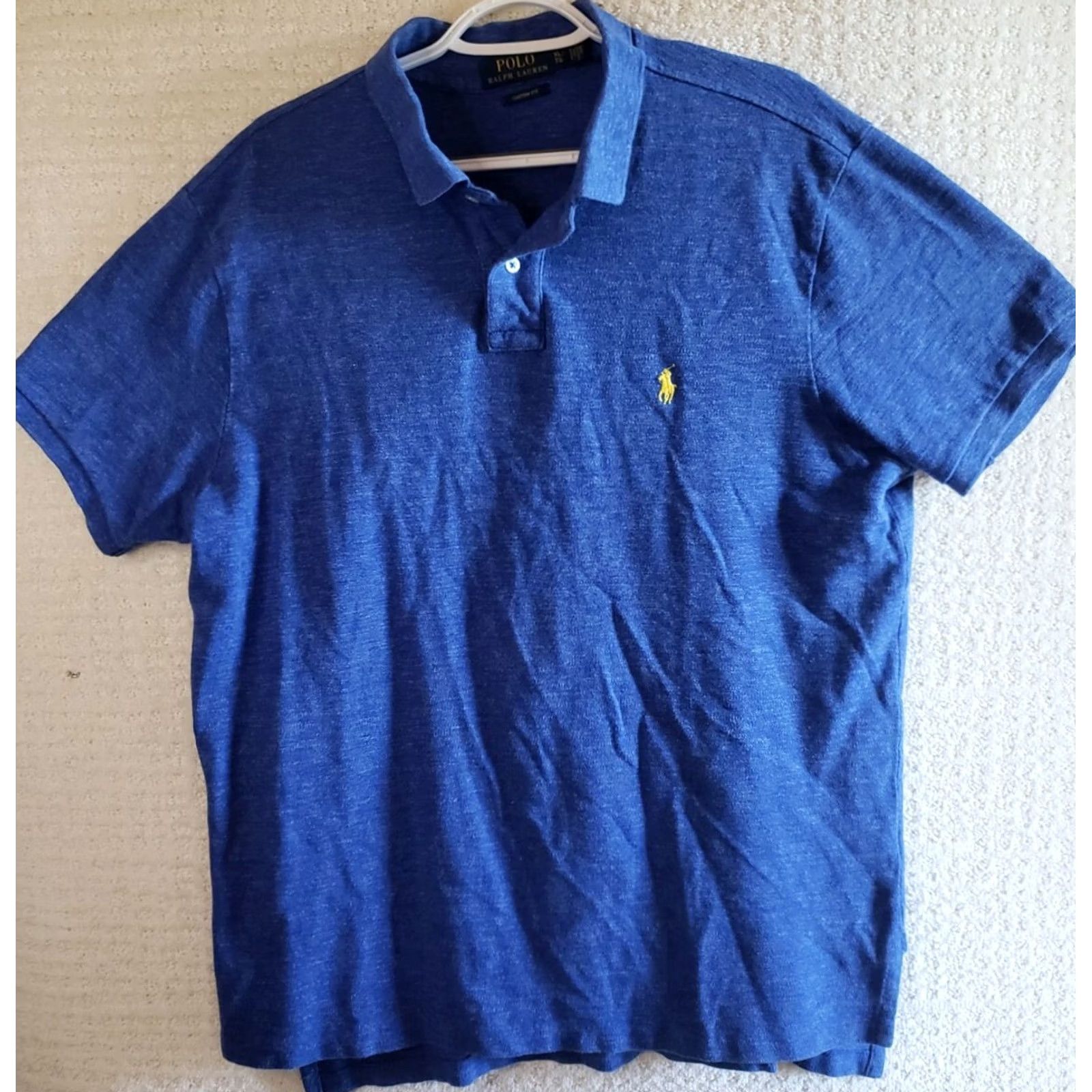 Polo Ralph Lauren Ralph Lauren Polo Shirt Men XL Custom Fit Short Sleeve Heathered Blue Casual Polo Ralph Lauren Shirt XL Mens Blue Size US XL / EU 56 / 4 - 2 Thumbnail