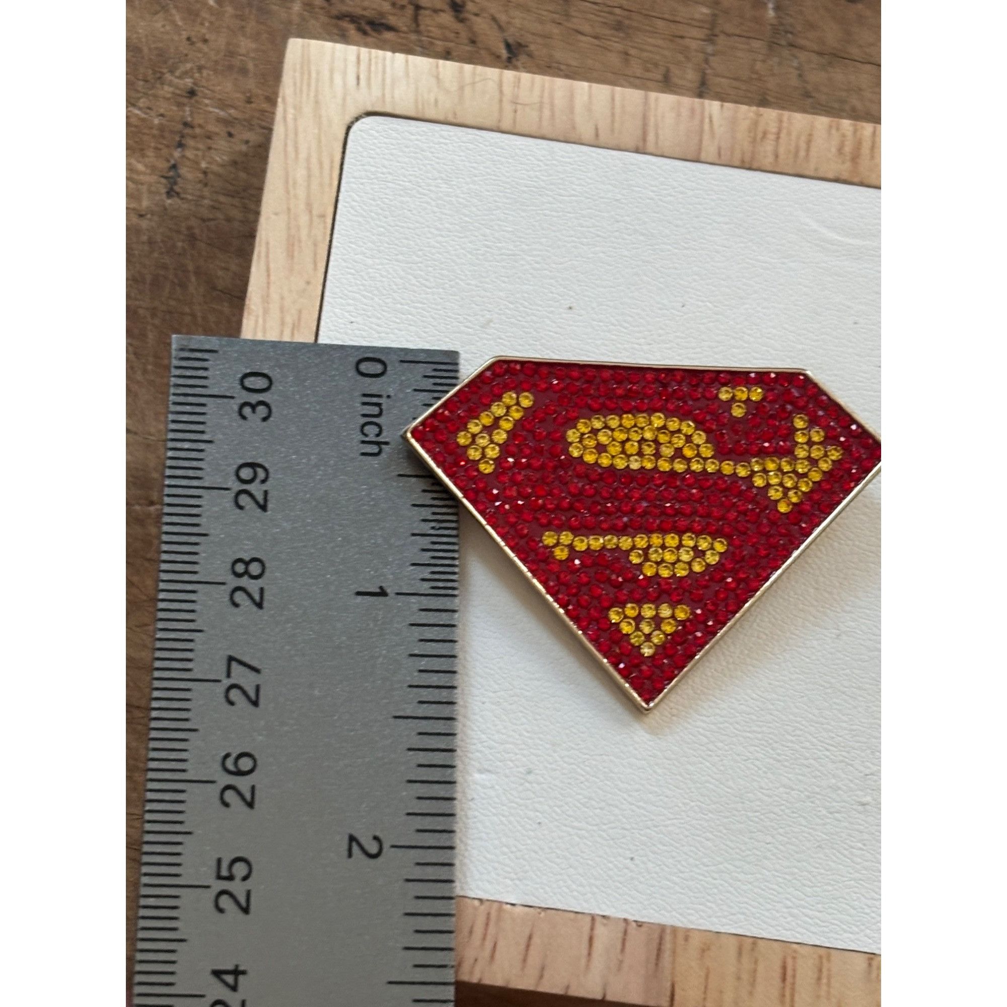 DC Comics Superman Rhinestone Brooch Pin Logo Red & Yellow Size ONE SIZE - 6 Thumbnail