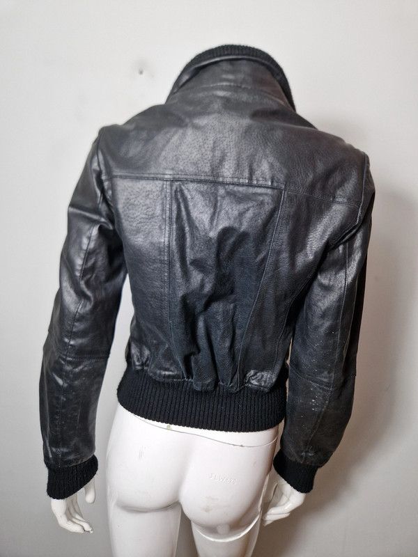 If Six Was Nine vintage black leather biker jacket Size XS / US 0-2 / IT 36-38 - 3 Thumbnail