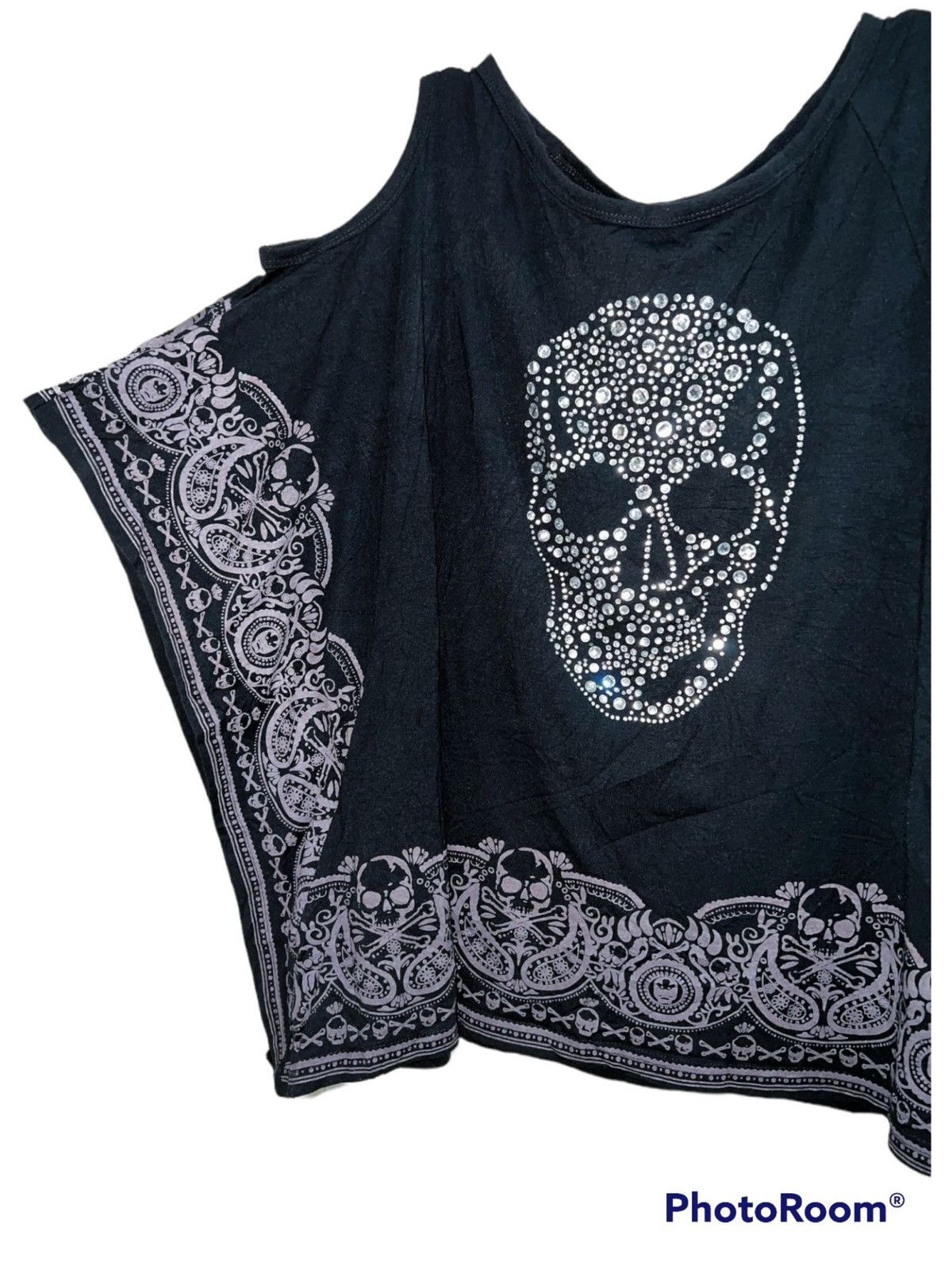Japanese Brand Poncho rhinestone off shoulder top ☠️ Size ONE SIZE - 4 Thumbnail