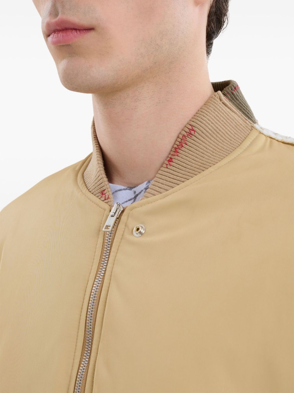 Marni o1w1db11025 Tow-Tone Bomber Jacket in Beige Size US XL / EU 56 / 4 - 2 Thumbnail