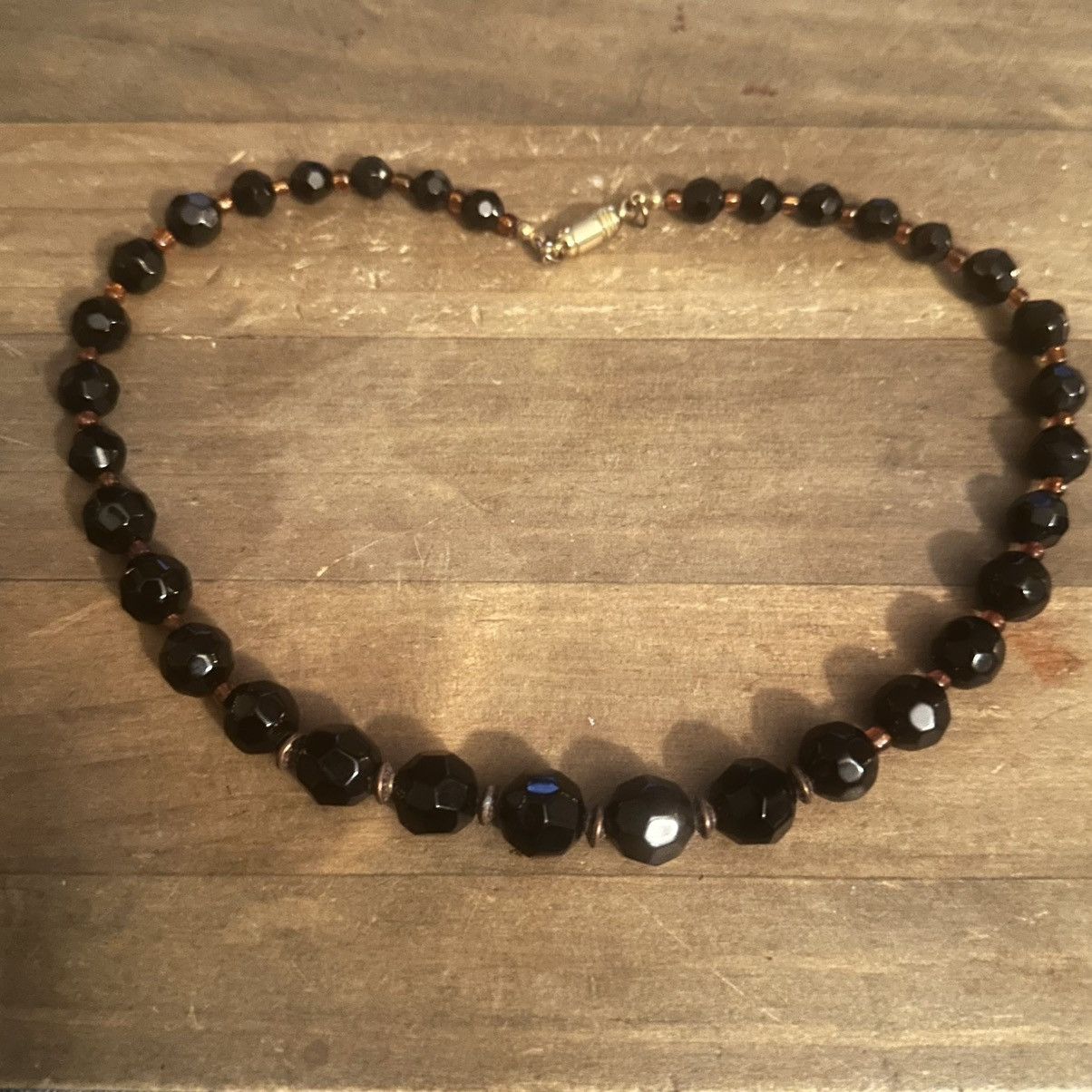 Vintage Vintage graduated black faceted glass bead necklace Size ONE SIZE - 2 Thumbnail