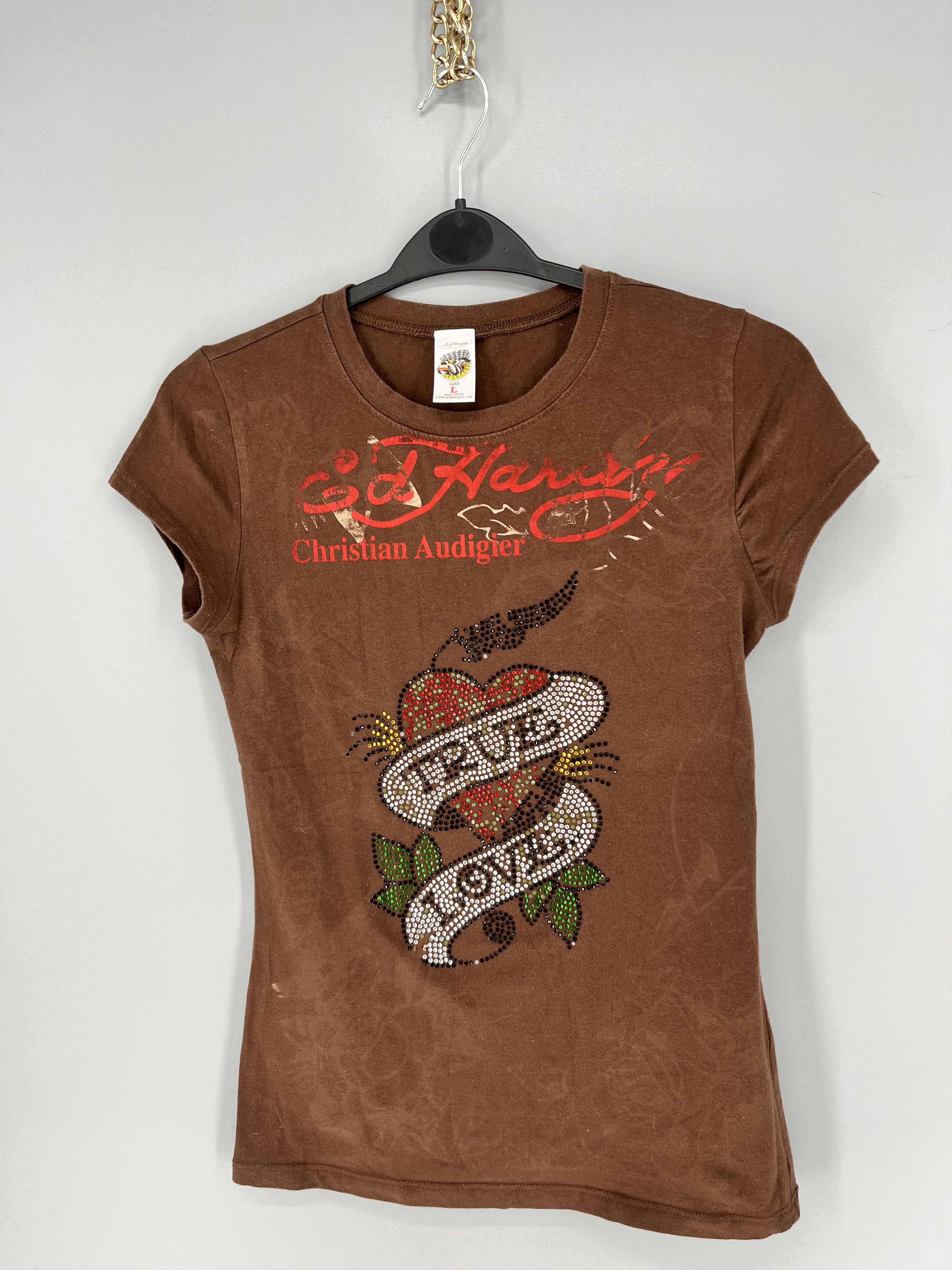 Christian Audigier Vintage Y2K Christian Audigier Women’s Rhinestones T-Shirt Size L / US 10 / IT 46 - 8 Thumbnail