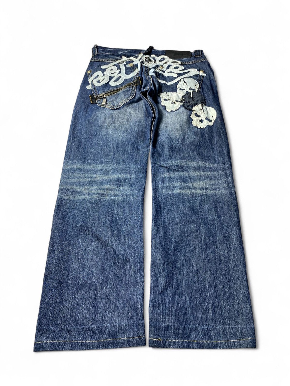 If Six Was Nine Red Papper Skull Flared Jeans Size US 32 / EU 48 - 6 Thumbnail