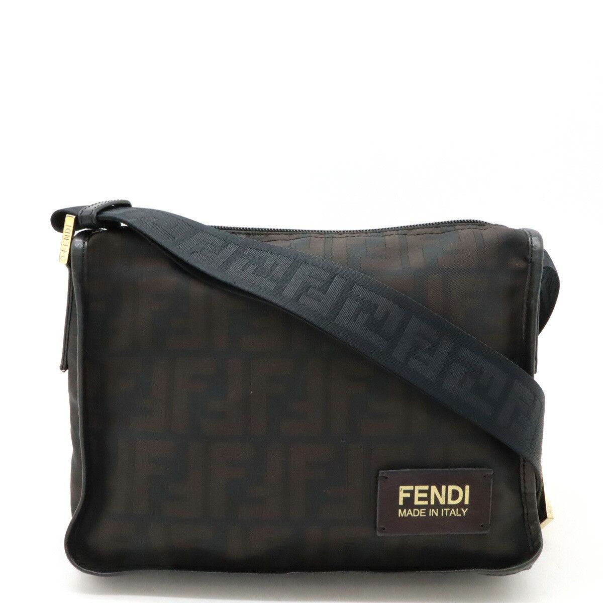 Fendi Fendi Fendi Nylon/Leather Zucca Pattern Shoulder Bag 7VA220 Canvas Crossbody Bag 7VA220 in Very Good Condition Size ONE SIZE - 1 Thumbnail