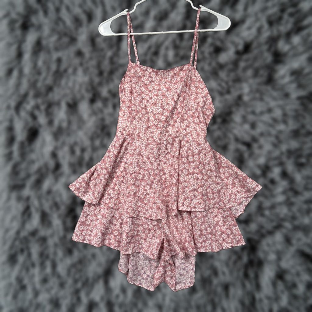 Shein SHEIN Floral Romper L Women Sleeveless One-Piece Chiffon Daisy Print Pink Size 36" / US 14 / IT 50 - 1 Thumbnail