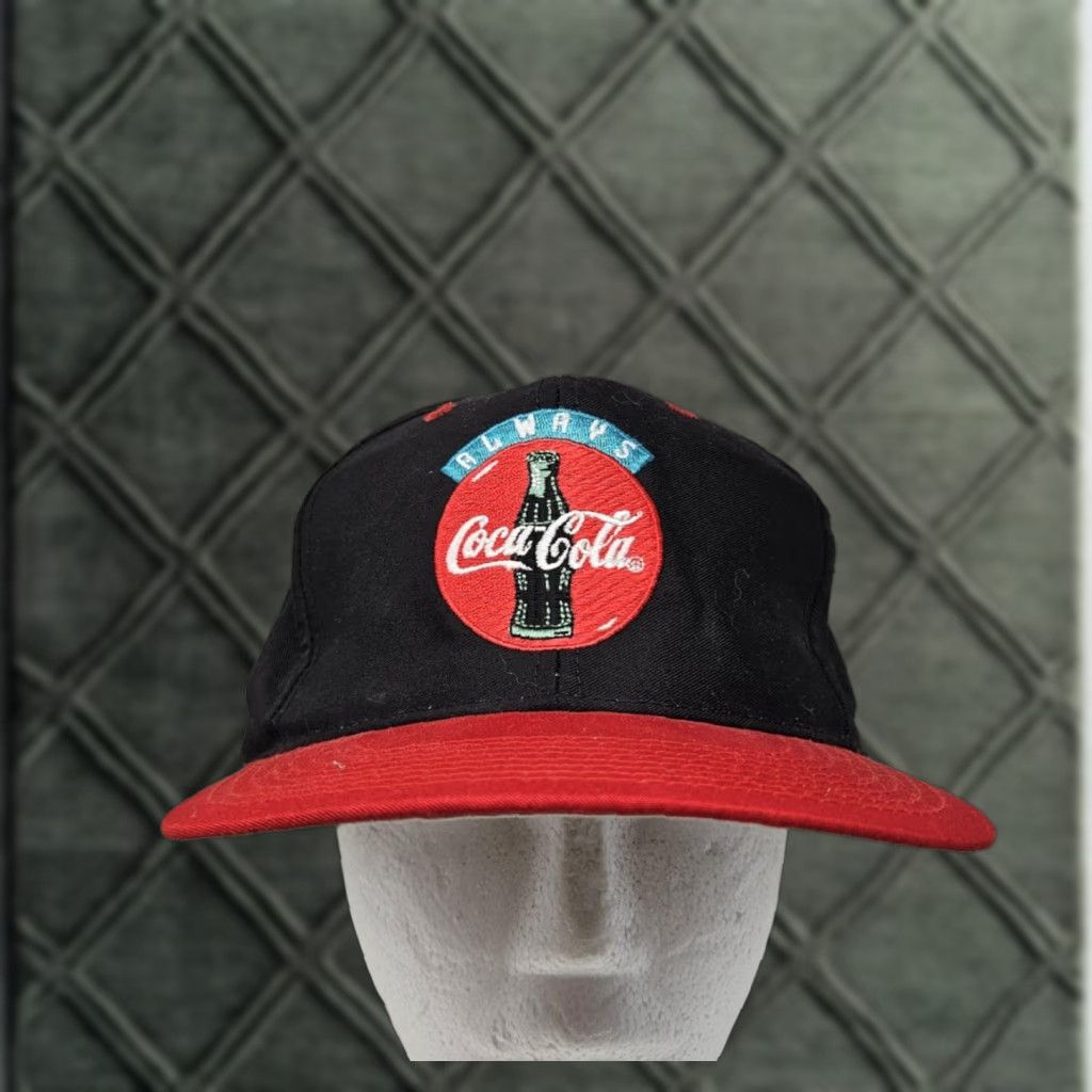 Vintage VINTAGE Coca-Cola Hat Cap Snap Back Black Red Embroidered Advertising Men's 90s Hats Snapback Men Black Coca-Cola 90s Size ONE SIZE - 1 Thumbnail