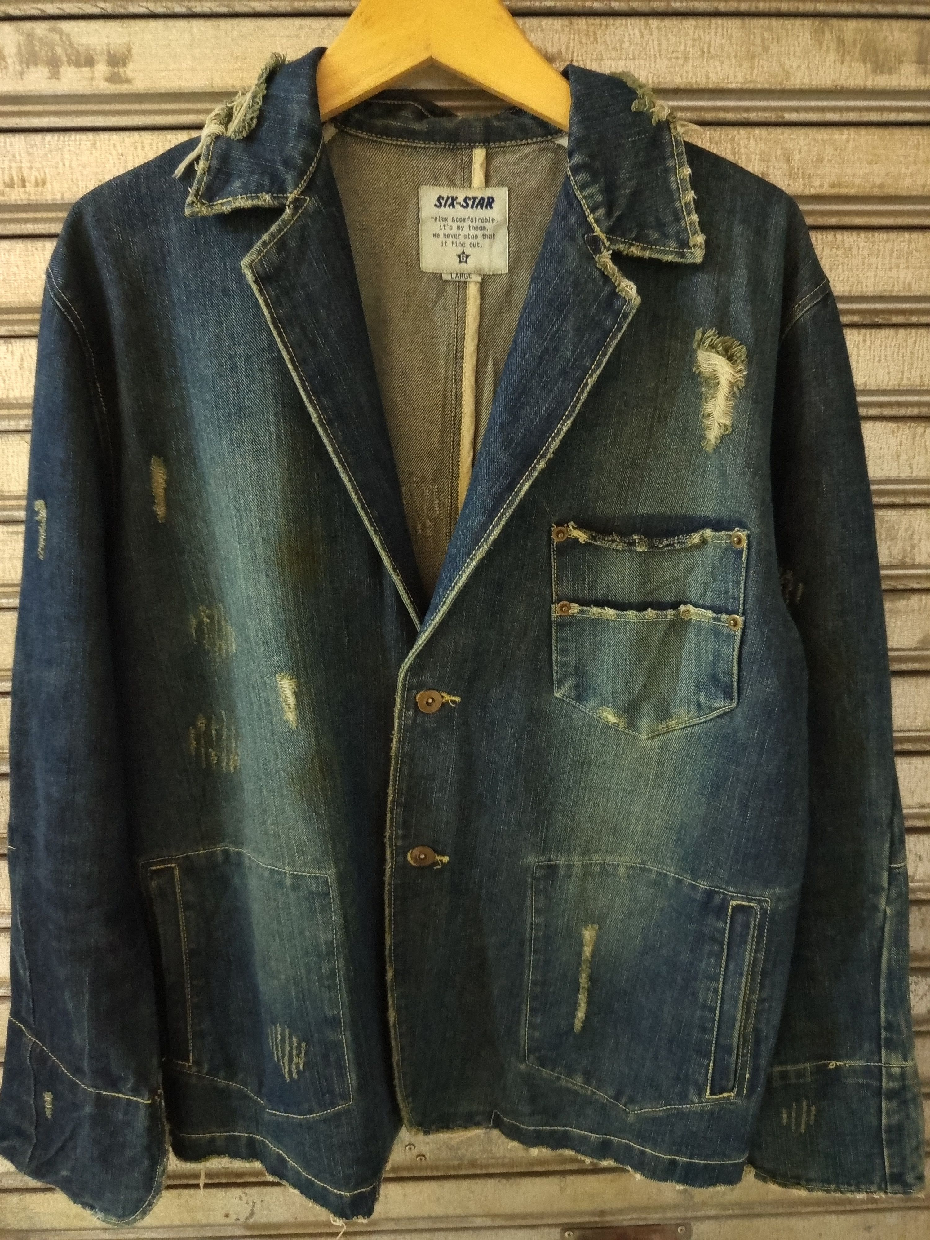 Six-Star Distressed Denim Work Jacket