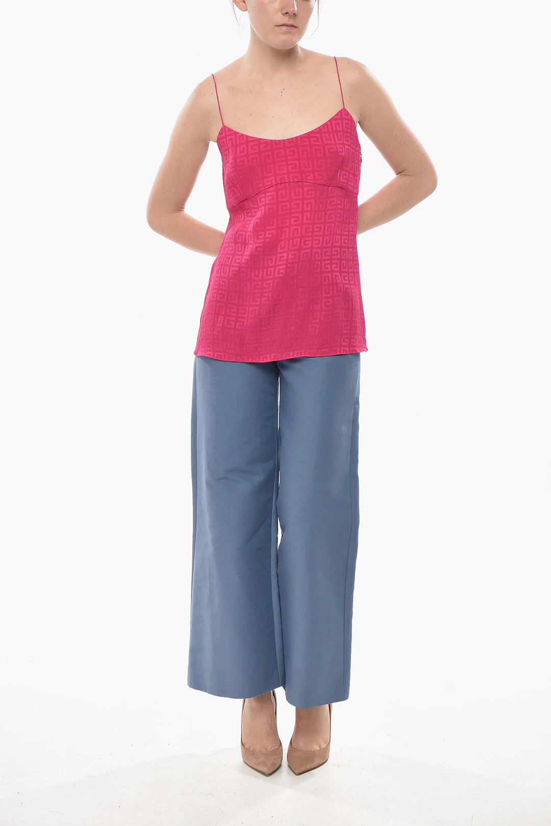 Givenchy og1mm0326 Silk Jacquard Slip Top in Pink Size M / US 6-8 / IT 42-44 - 4 Thumbnail