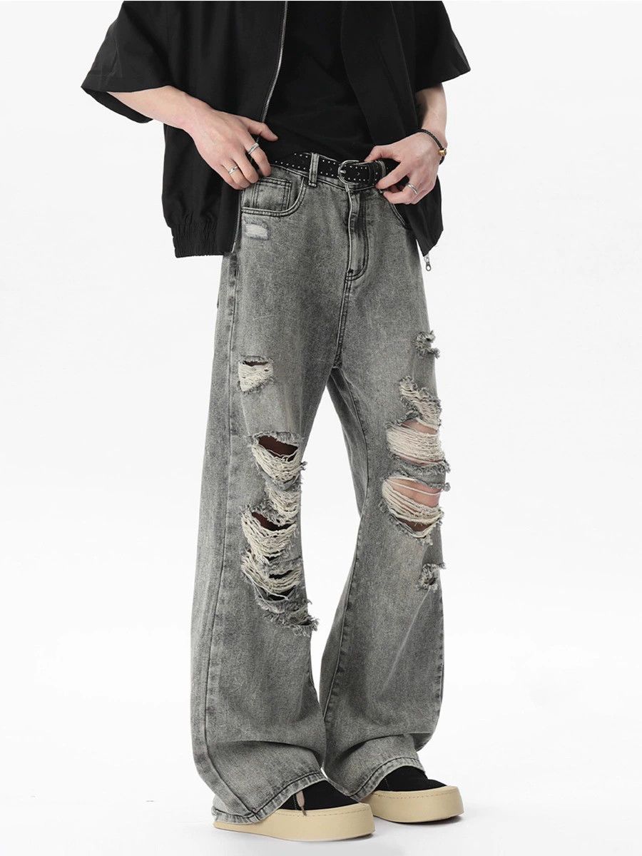 Vintage Men's trendy high street cool loose wide-leg ripped jeans Size US 32 / EU 48 - 1 Thumbnail
