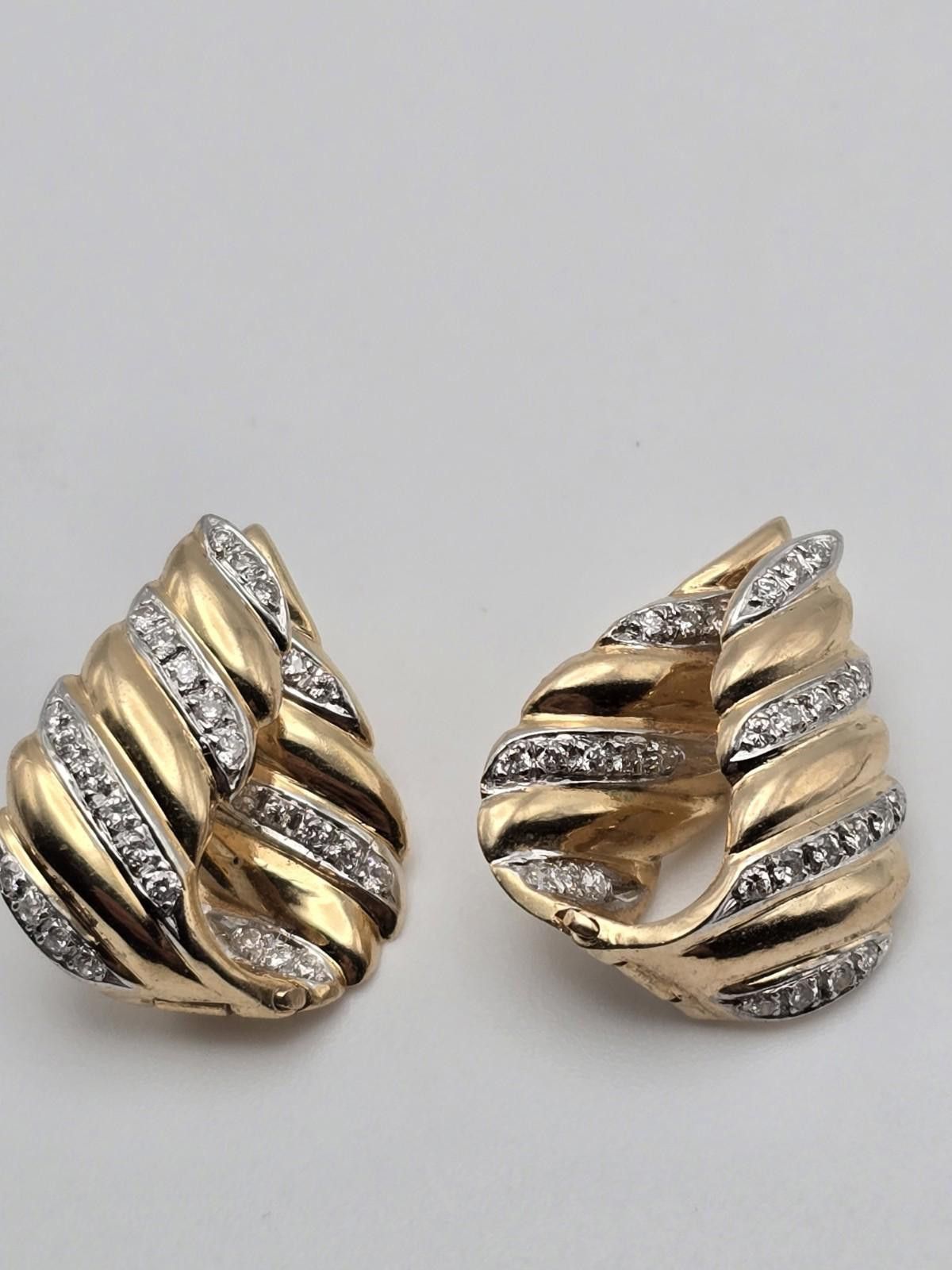 The Unbranded Brand Vintage 14k Yellow Gold Diamond Clip-On Earrings Hinged Size ONE SIZE - 1 Thumbnail