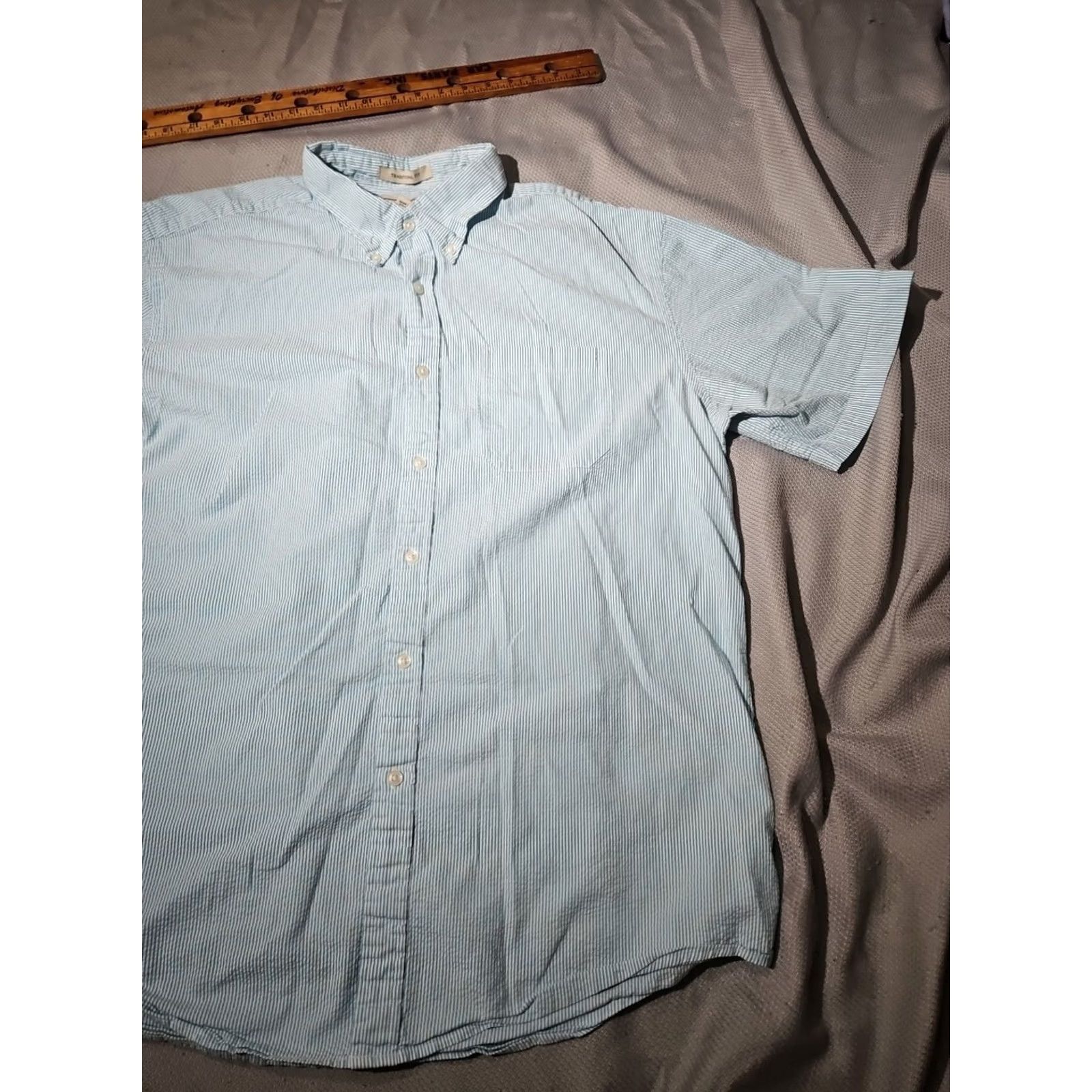 Vintage L.L. Bean Shirt Mens XL White Blue Railroad Stripe Seersucker Button Preppy Oxford Size US XL / EU 56 / 4 - 3 Thumbnail