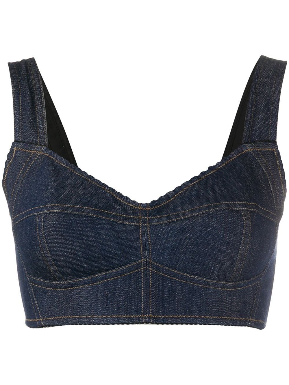 Dolce & Gabbana o1y0925 Denim Crop Top in Blue Size XS / US 0-2 / IT 36-38 - 1 Thumbnail