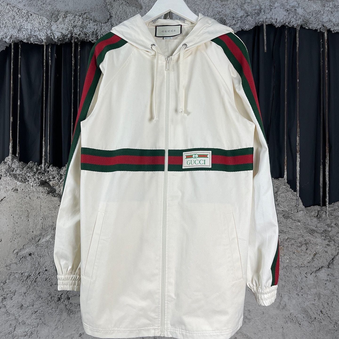 Gucci Gucci Hooded Logo Stripe Cotton Jacket Size S Size S / US 4 / IT 40 - 1 Thumbnail
