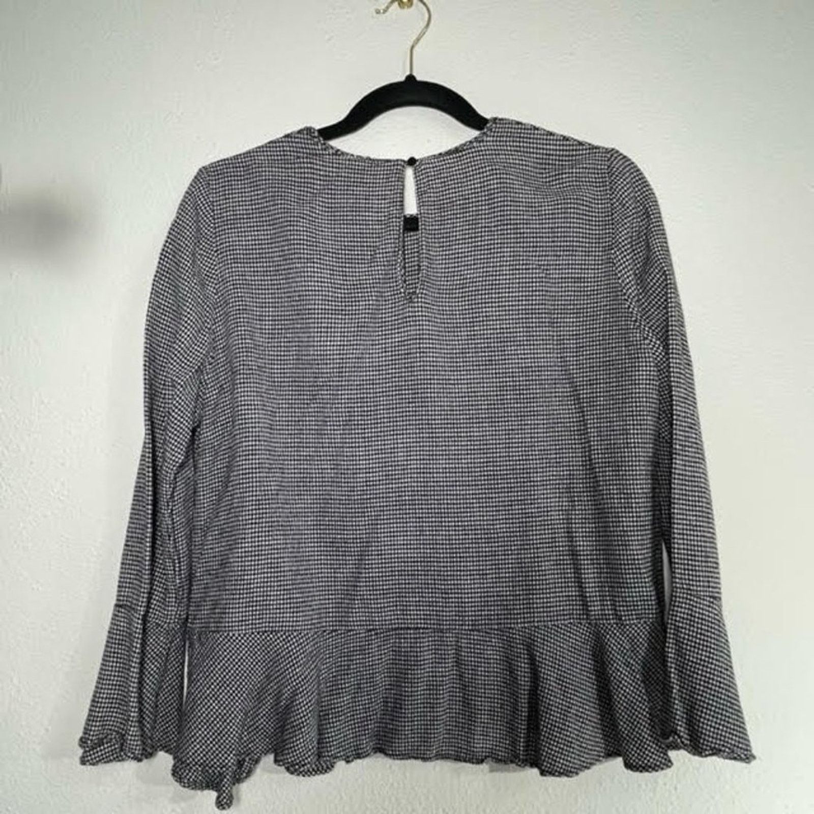 Zara Zara Woman Black White Scoop Neck Gingham Peplum Blouse Sz M Size M / US 6-8 / IT 42-44 - 10 Thumbnail